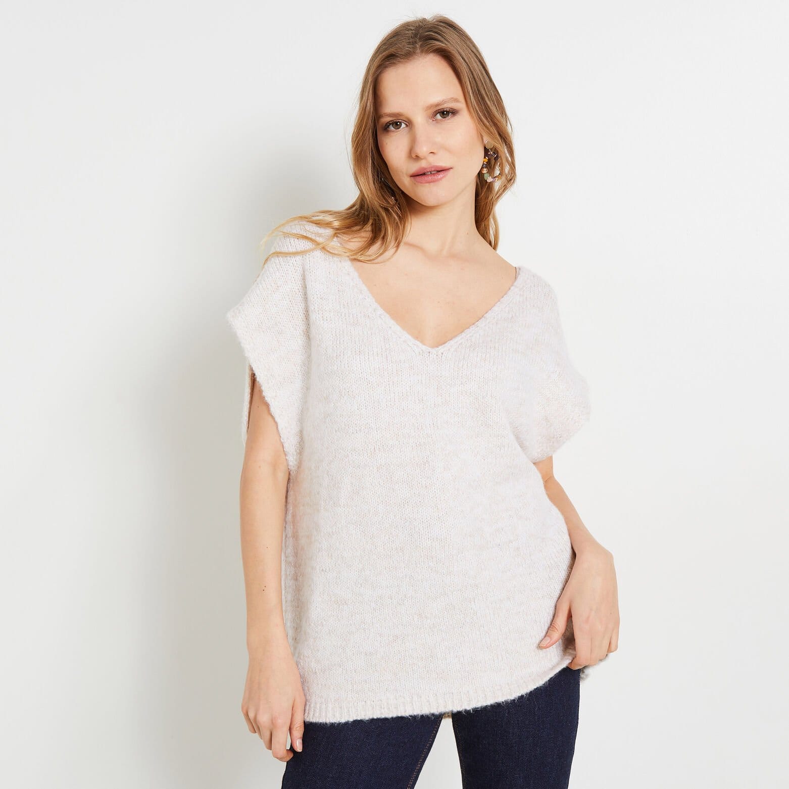 Pull loose sans manches femme
