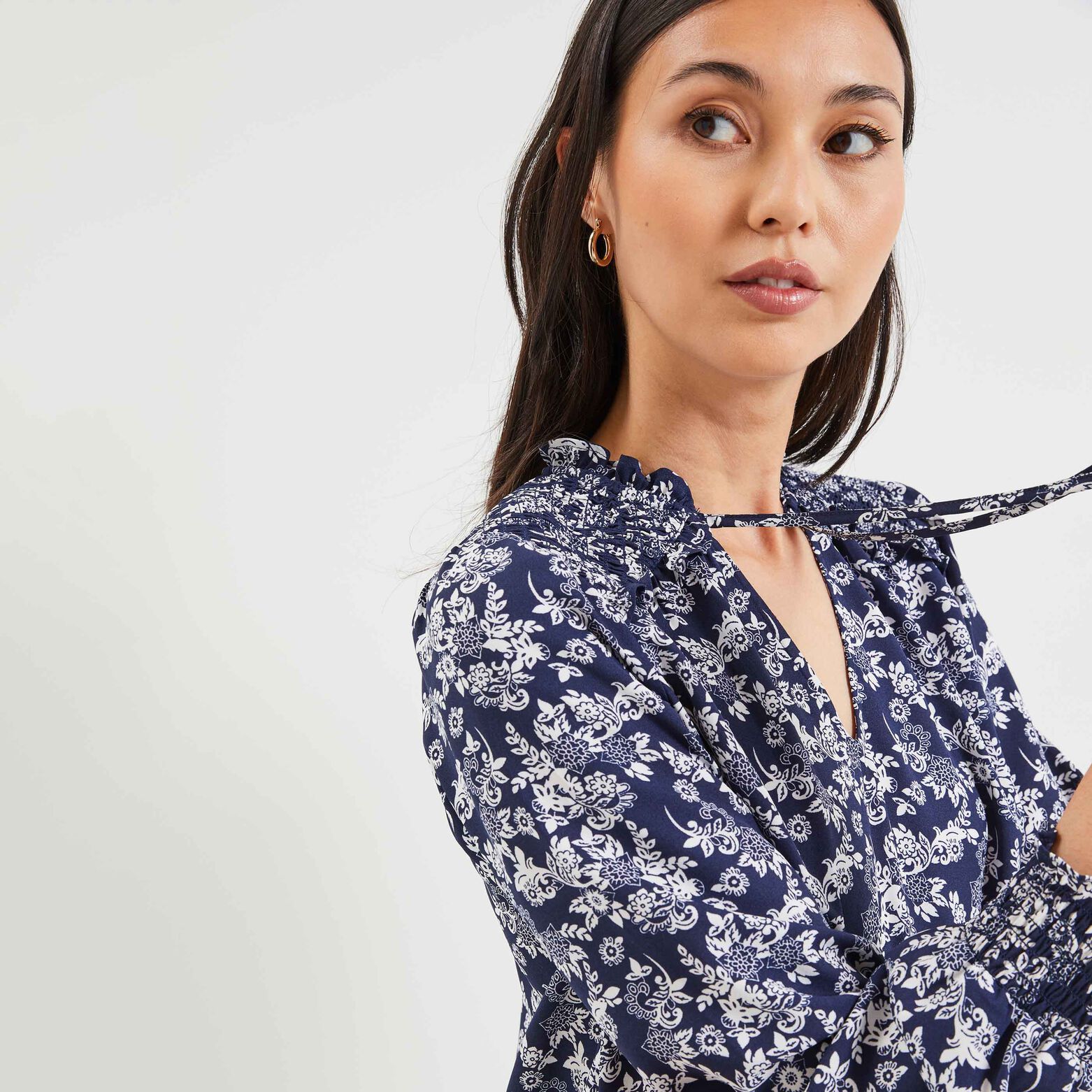 Blouse à smock fleurie