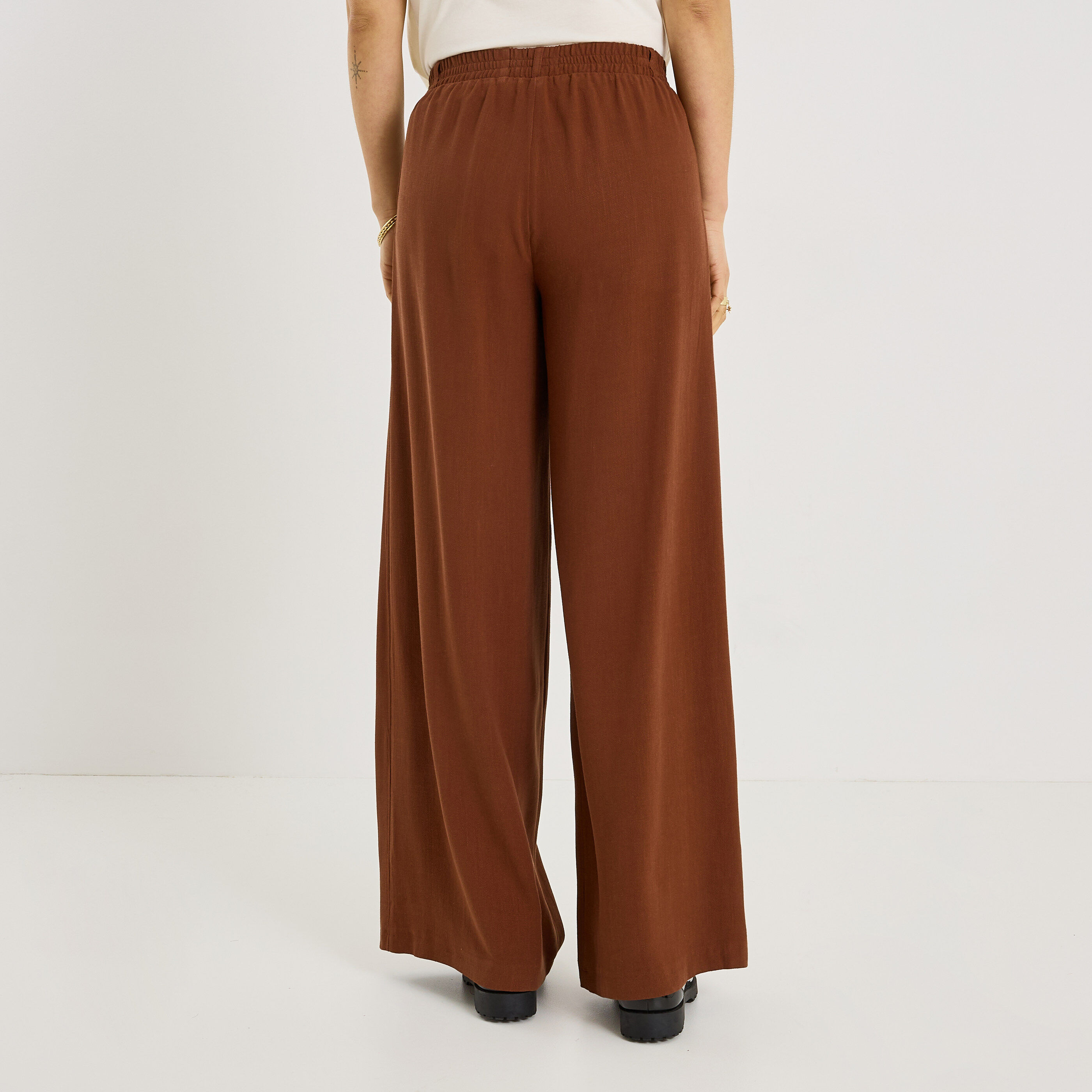 Pantalon large taille &eacute;lastiqu&eacute;e femme