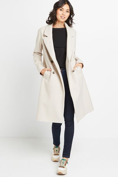 Manteau long beige femme