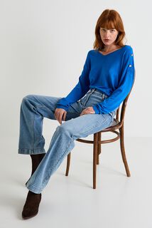 Pull col V femme