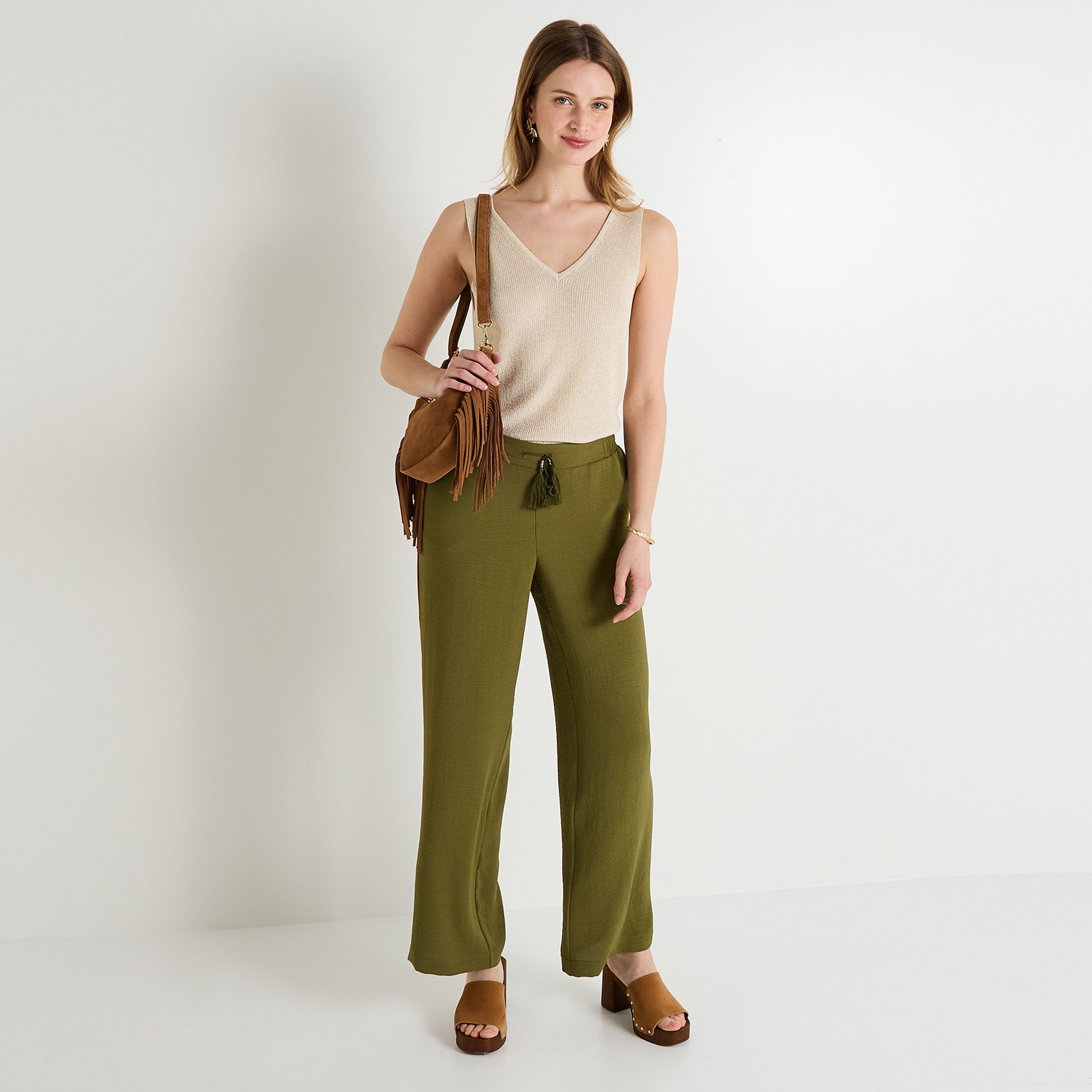 Pantalon tall large fluide femme