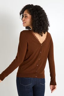 Gilet col V ajouré femme