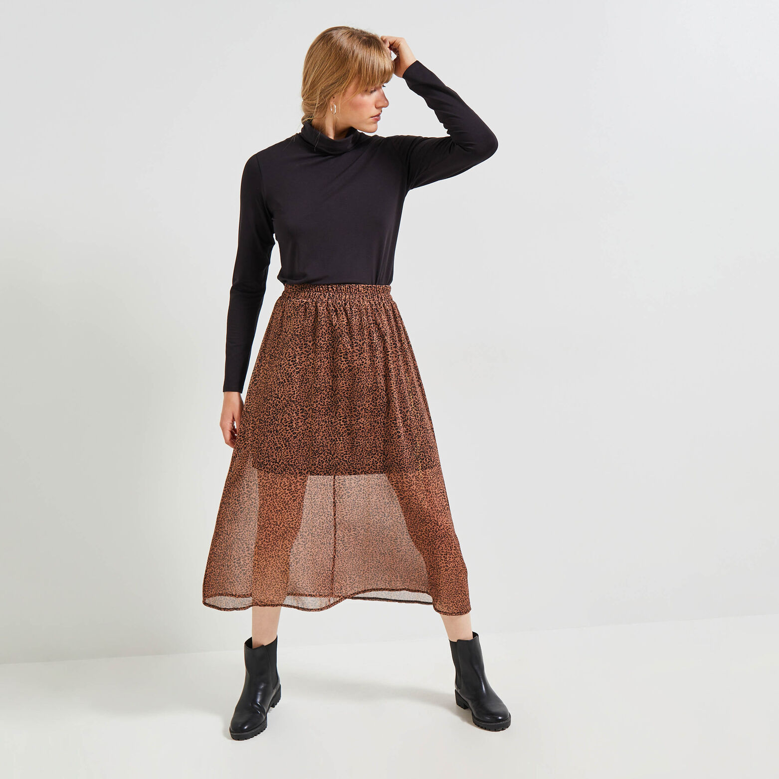 Jupe longue léopard femme