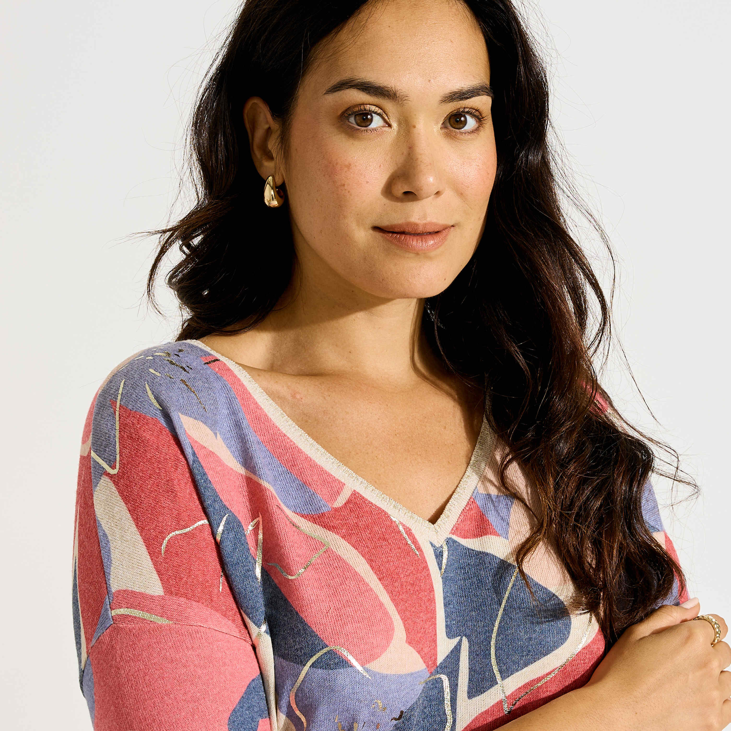 T-shirt manches 3/4 imprim&eacute; femme