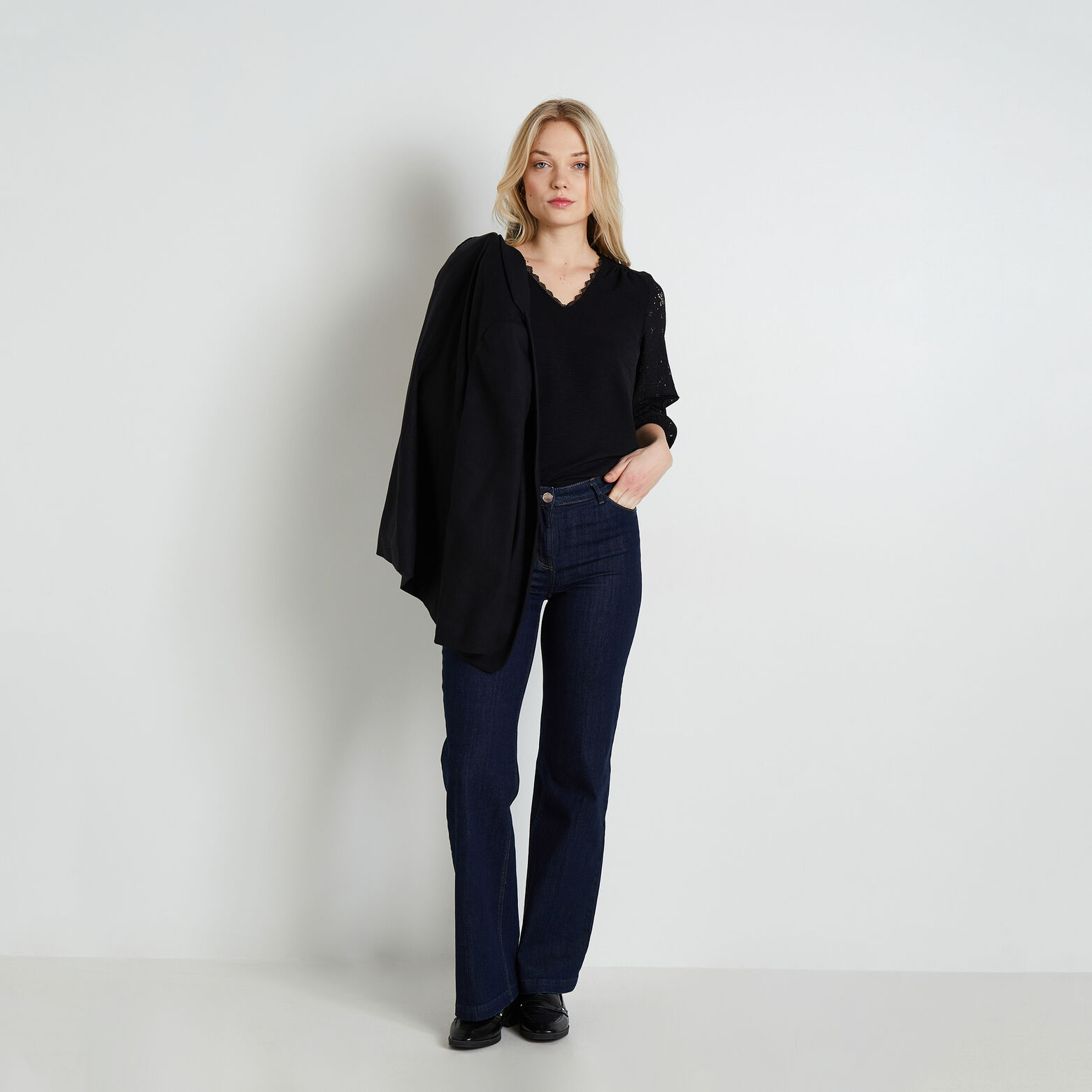 Blouse details ajourés femme