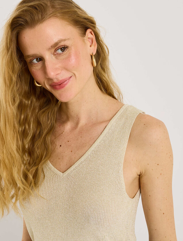 D&eacute;bardeur maille c&ocirc;tel&eacute;e femme