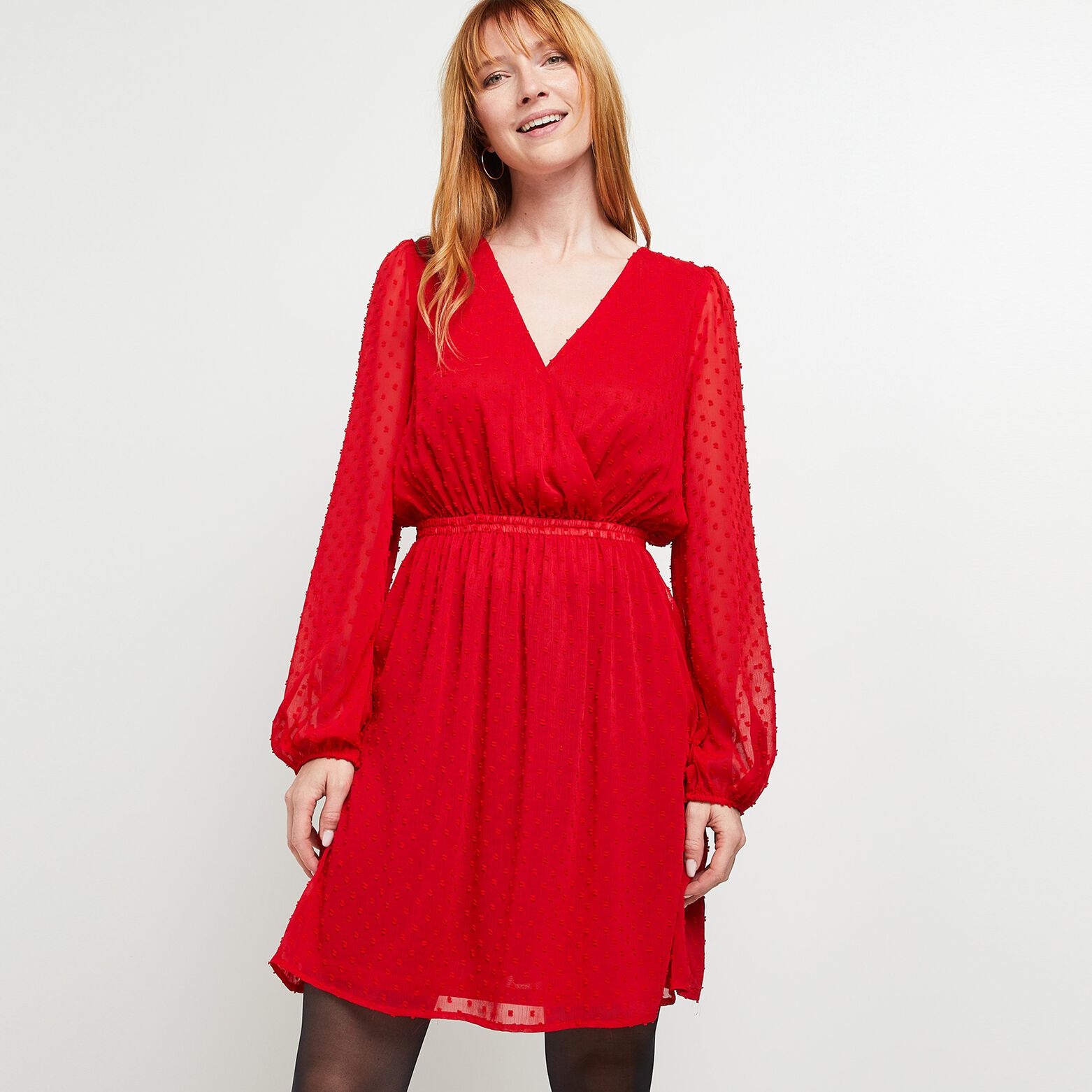 Robe plumetis rouge