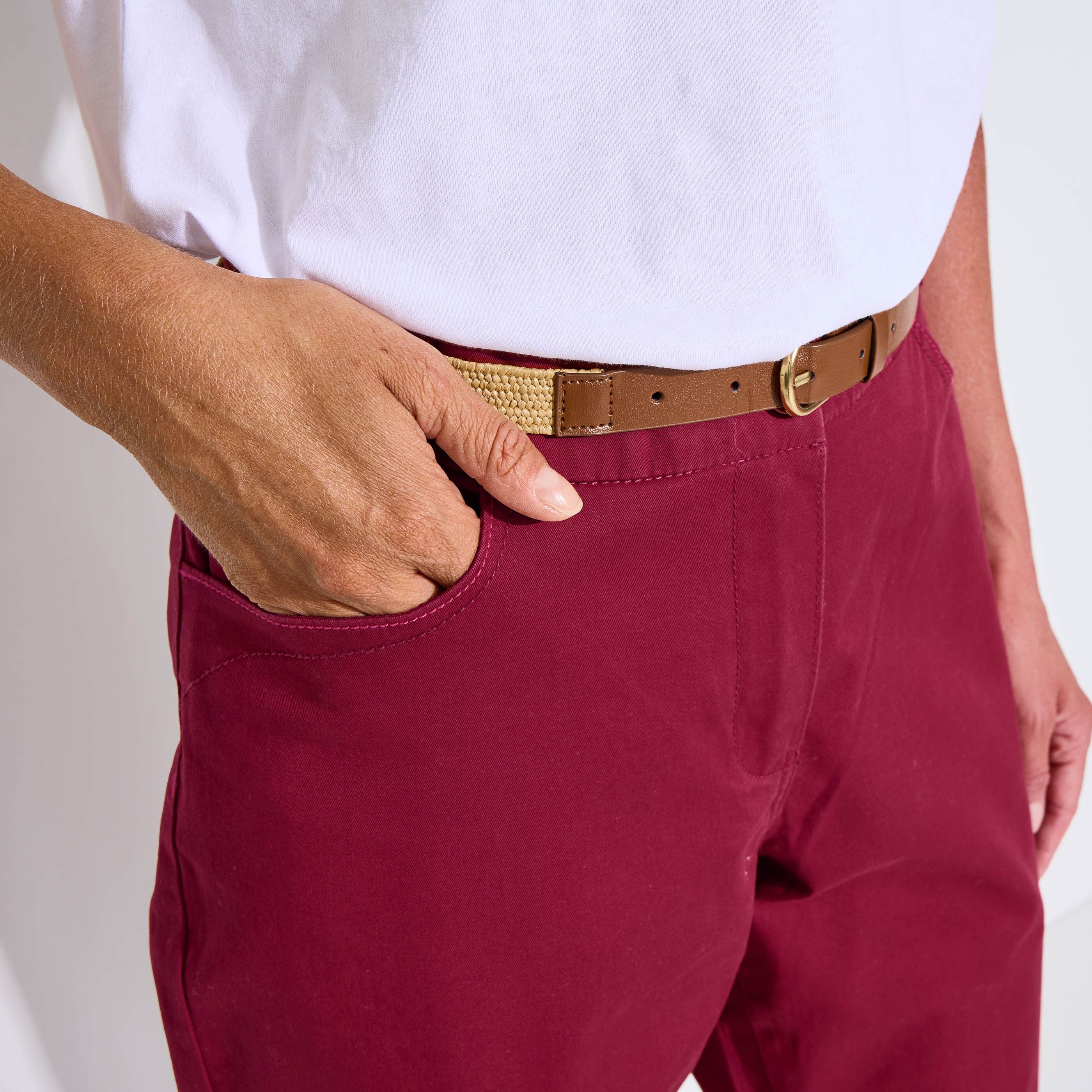 Pantalon chino avec ceinture femme