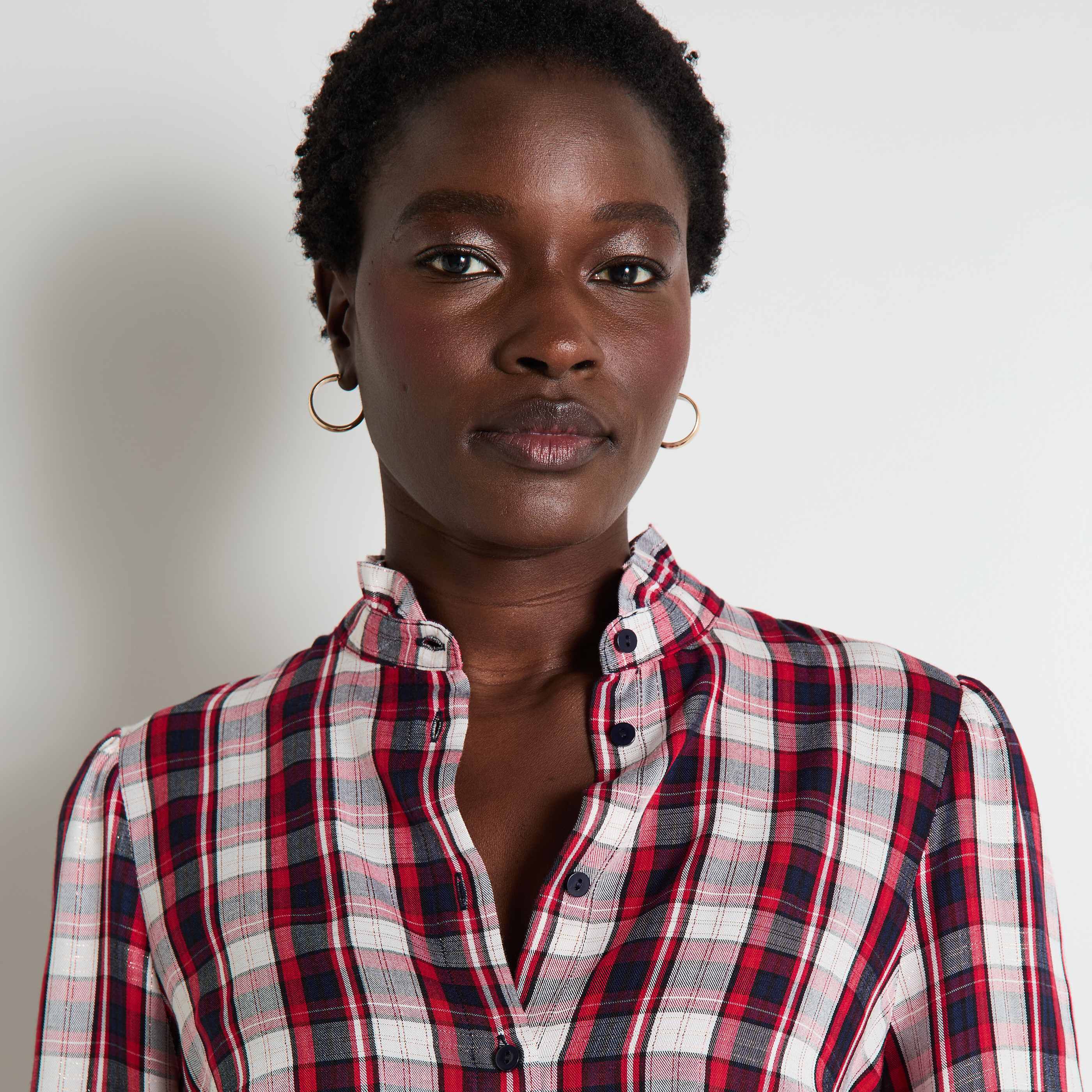 Chemisier col montant femme