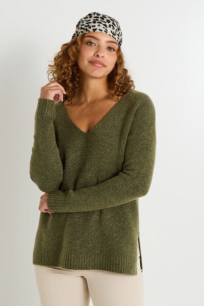 Pull col V femme