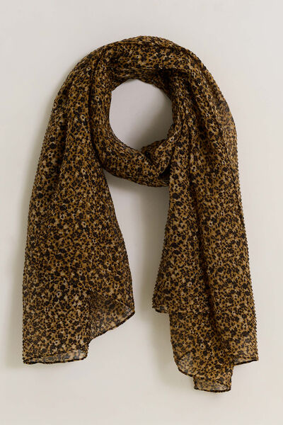 Étole plissée motif léopard femme