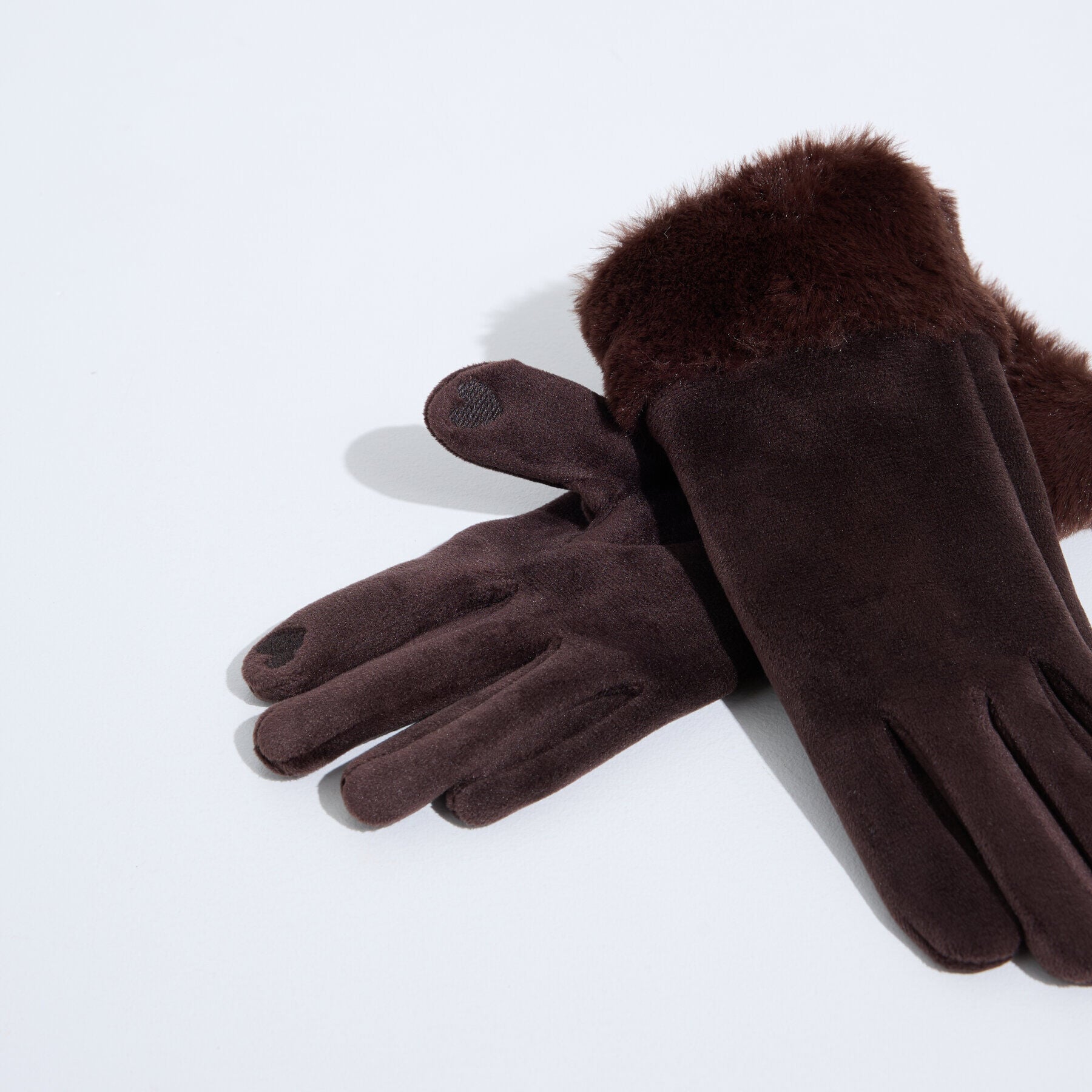 Gants chauds tactiles &agrave; bord doux femme
