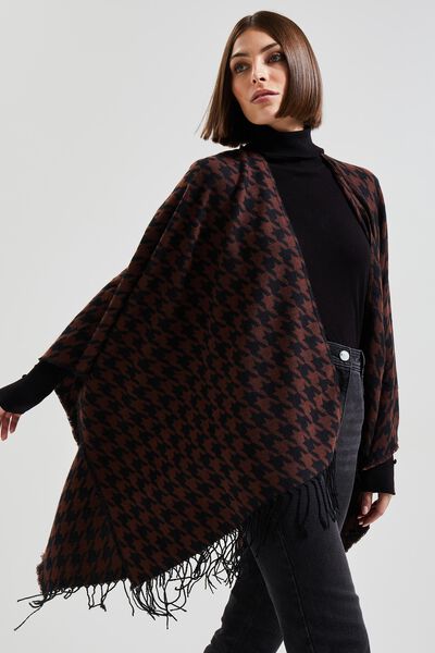 Poncho pied de coq femme