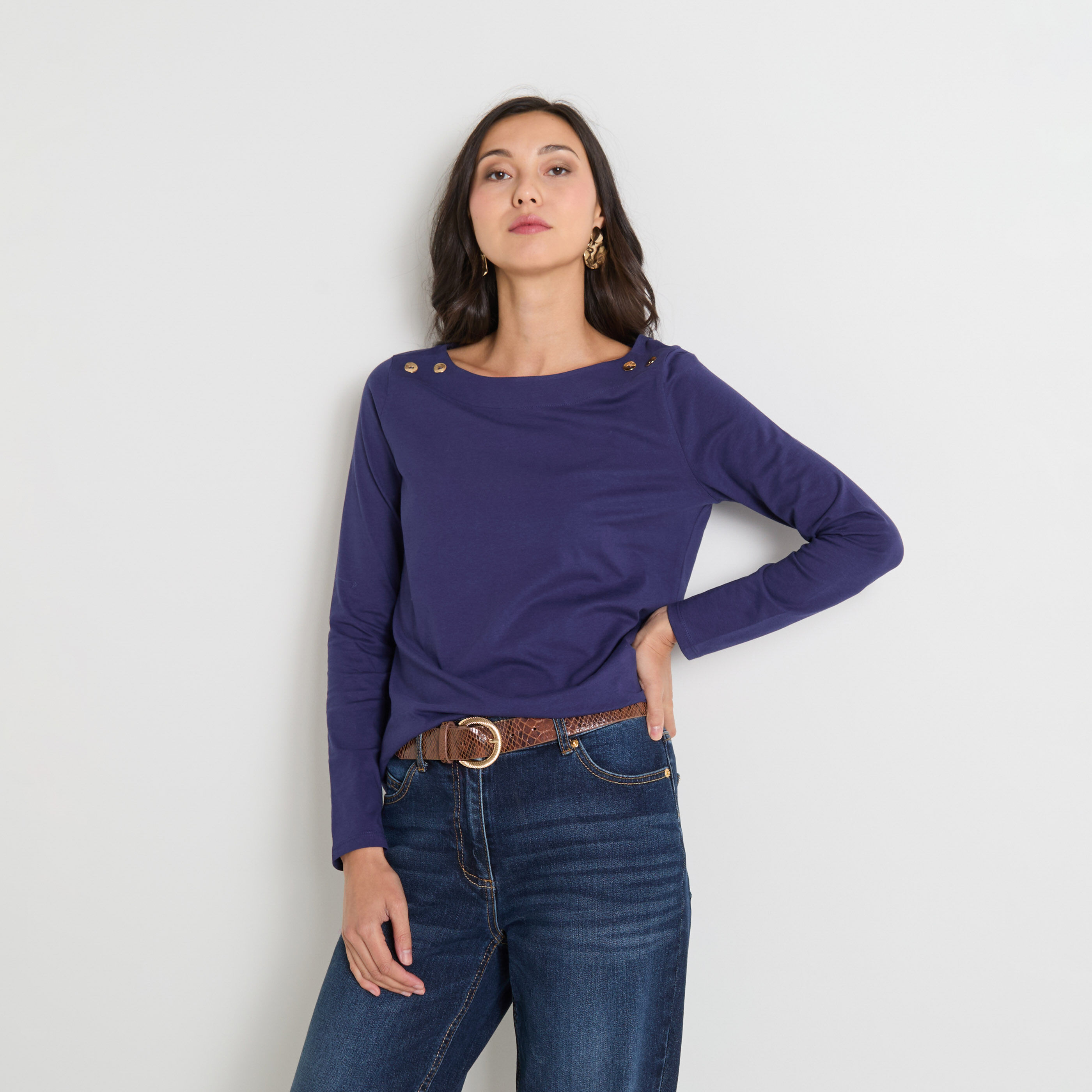 T-shirt col bateau femme