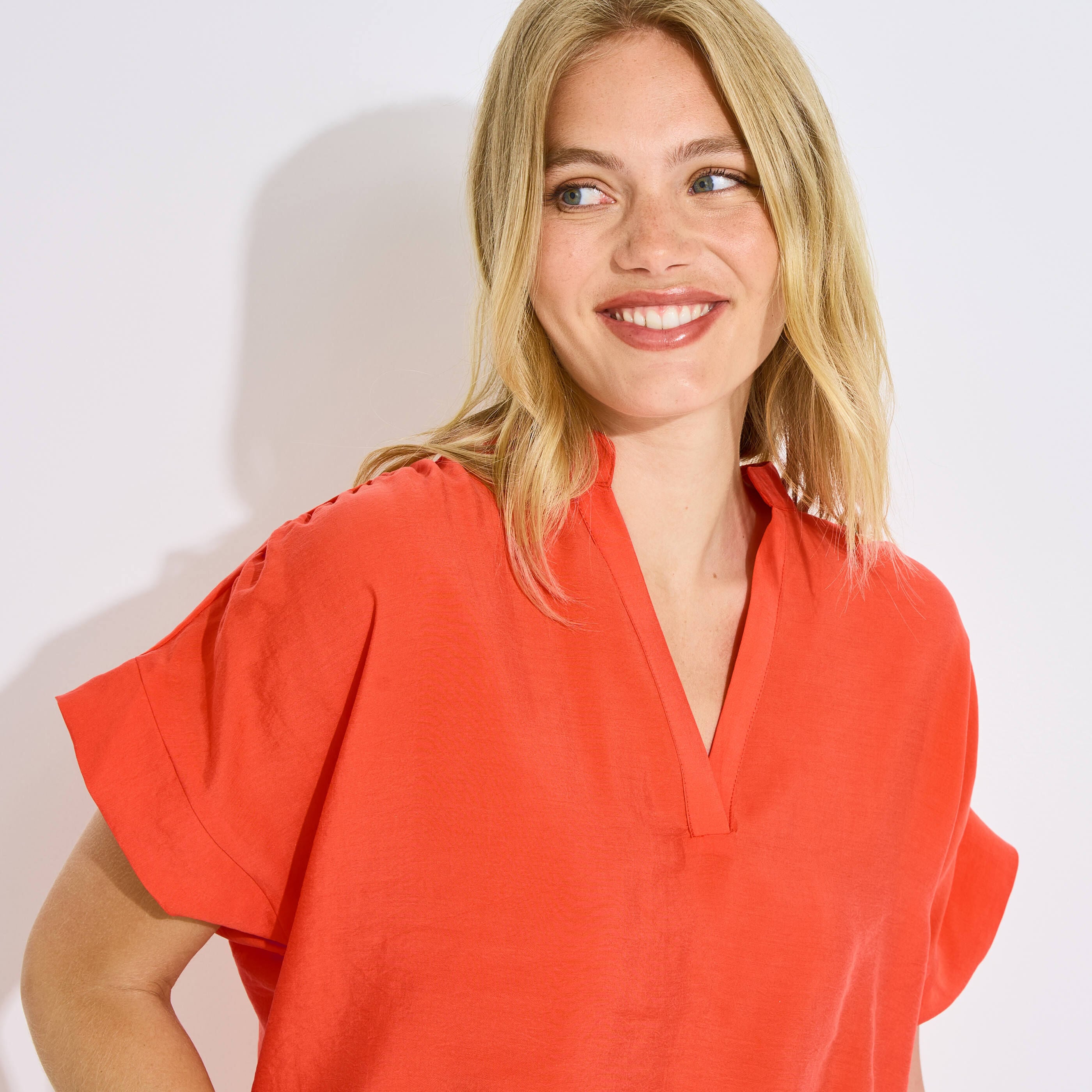 Blouse fluide col tunisien femme