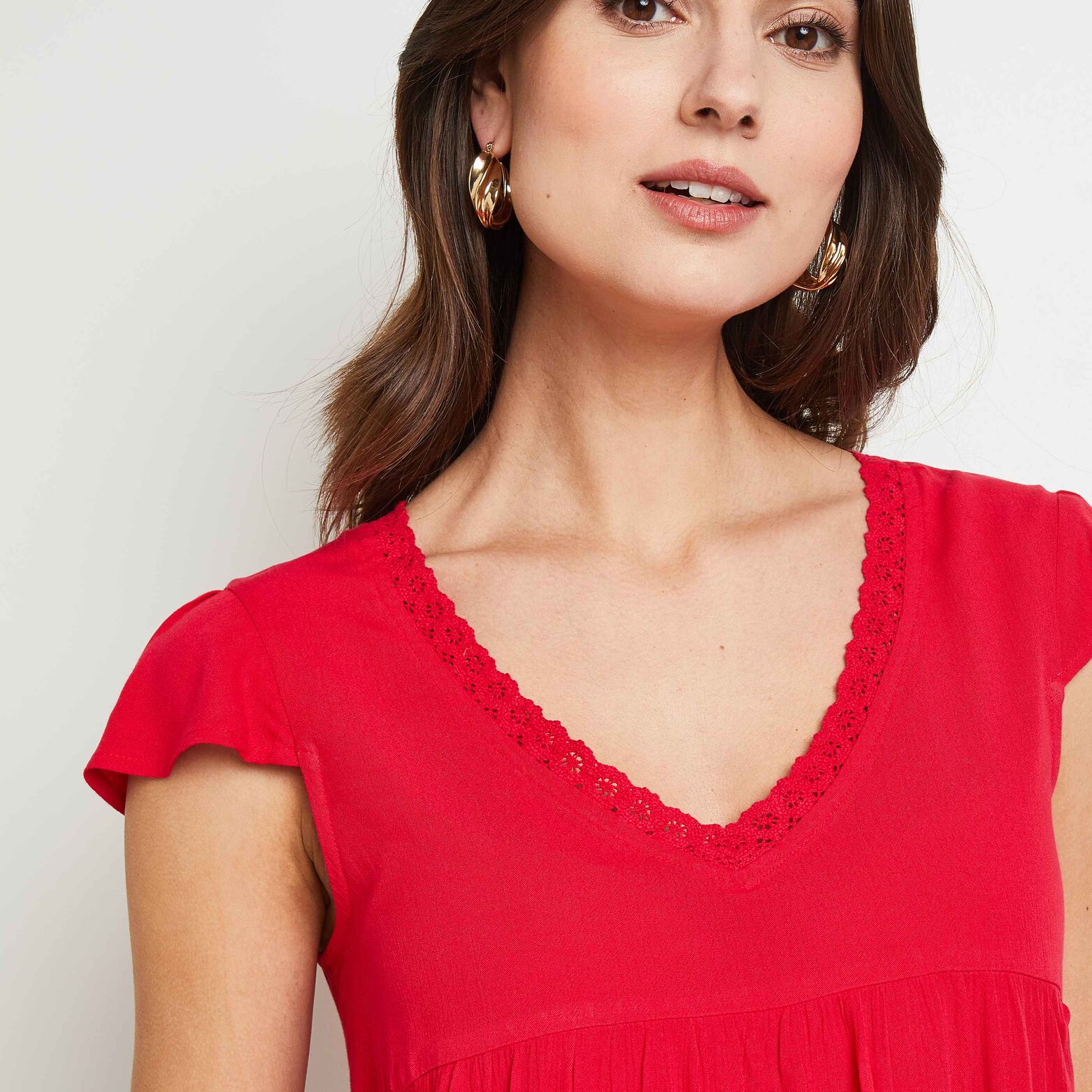 Blouse manches courtes col V