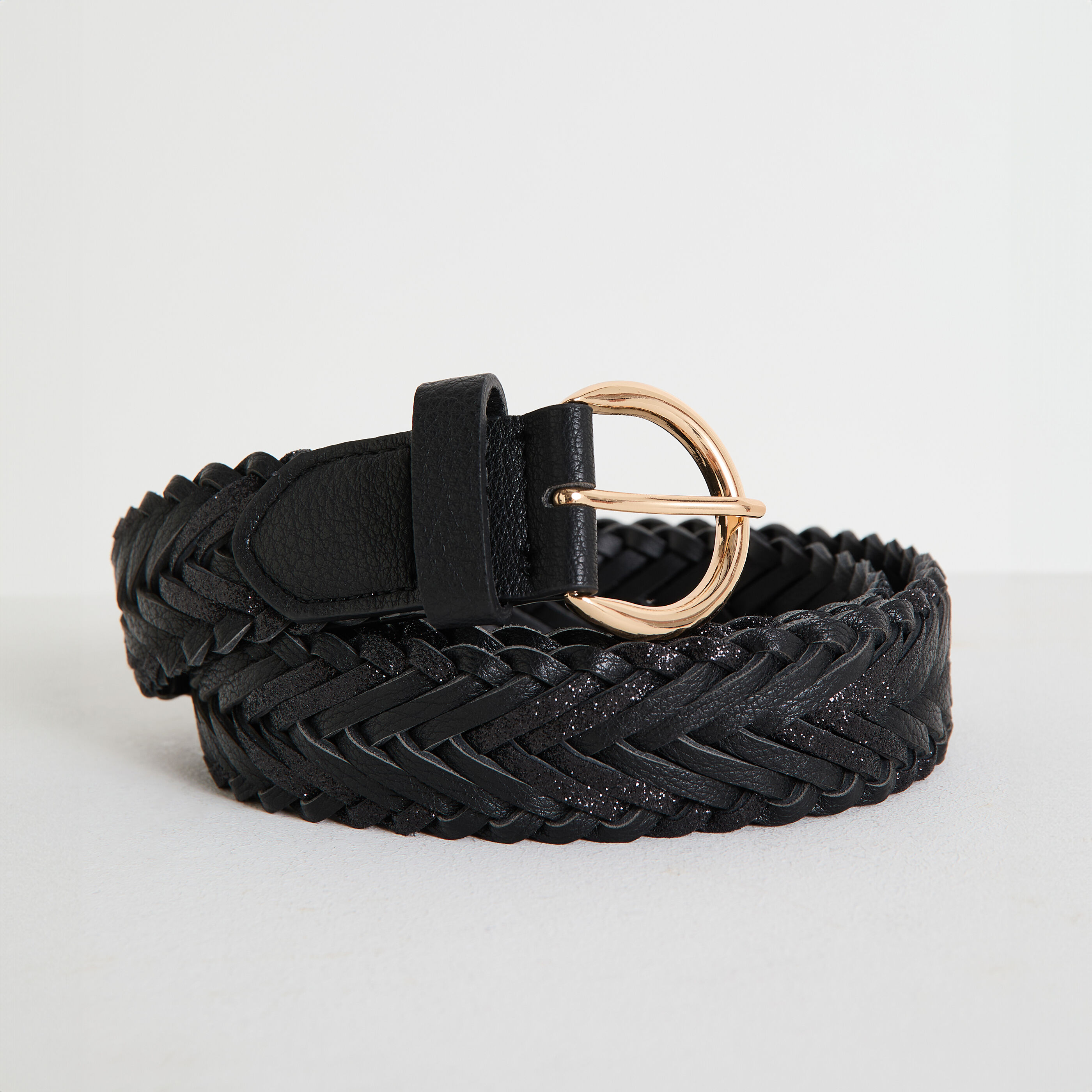 Ceinture tressée femme noir deals