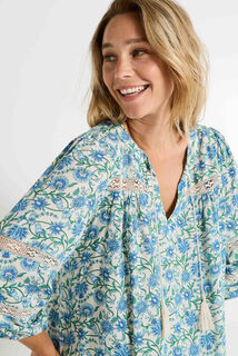 Blouse col V imprimée femme