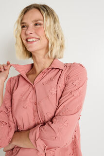 Chemise broderies florales femme
