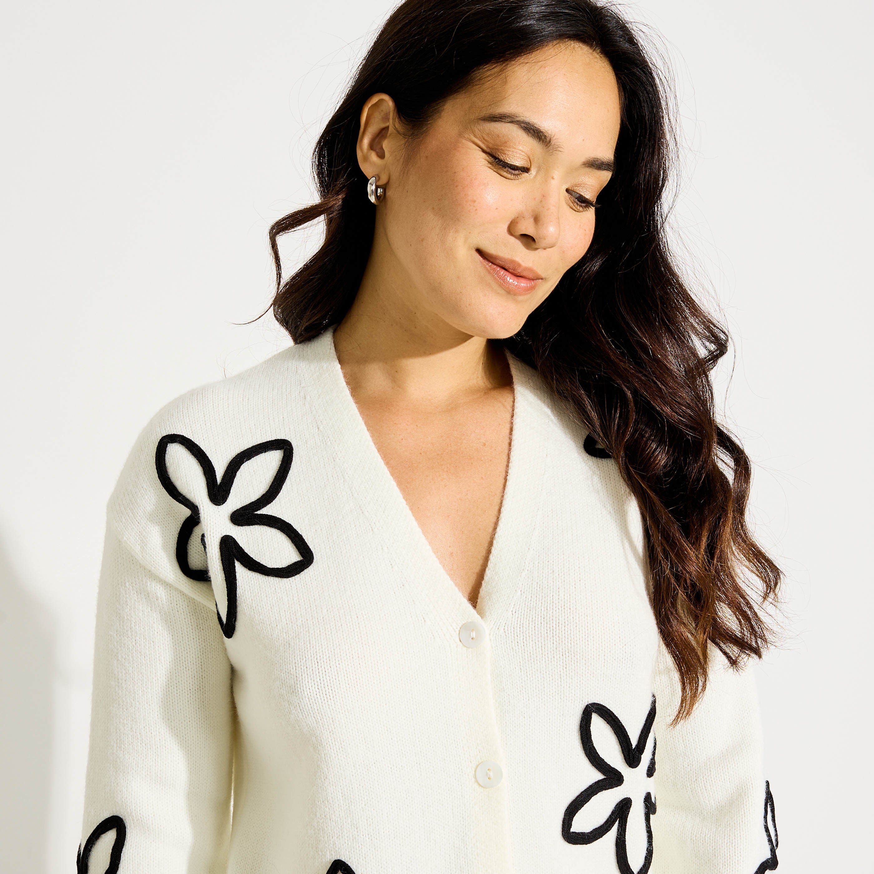 Gilet court &agrave; motif floral femme.