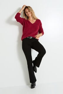 Pull fluffy à col V femme