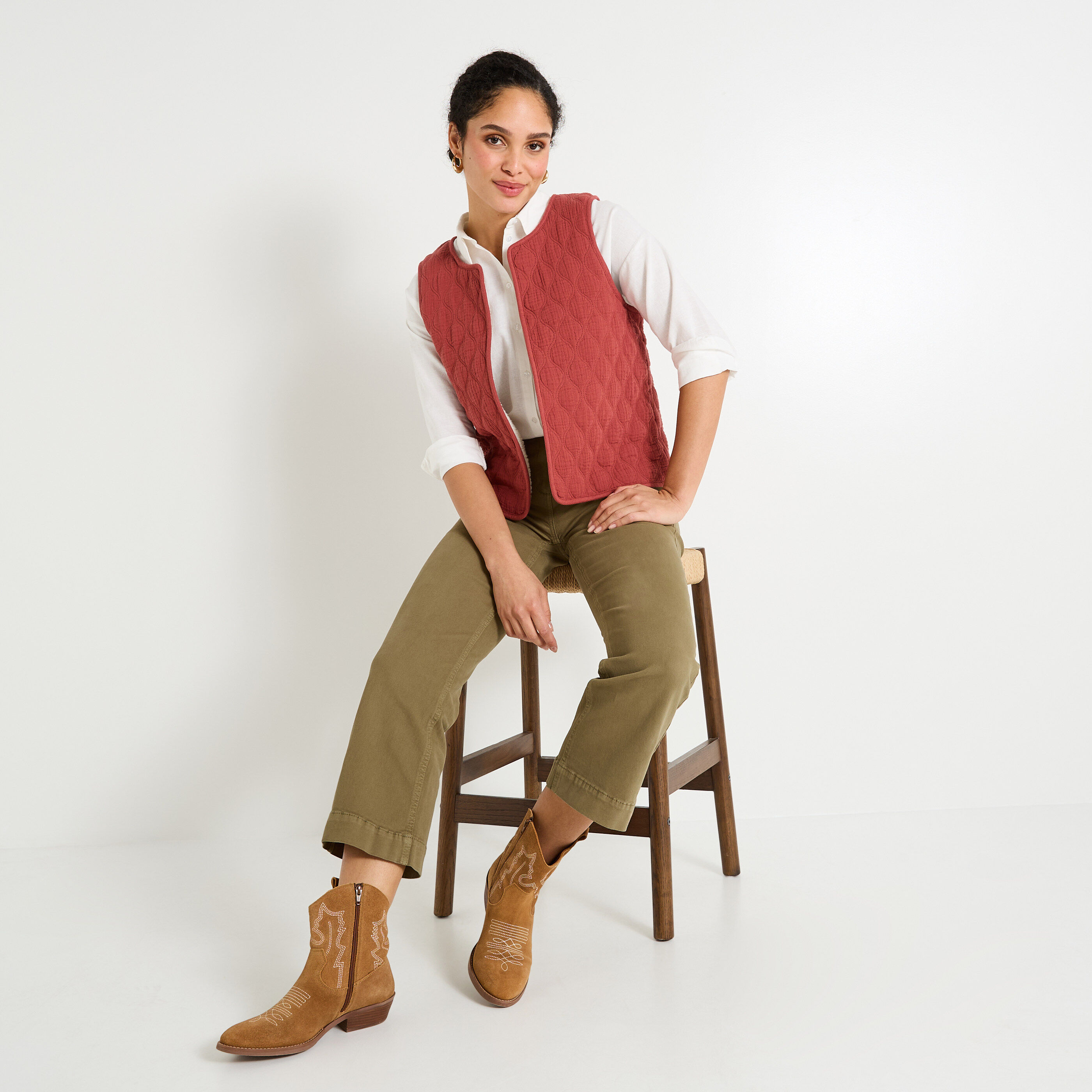 Gilet sans manches r&eacute;versible femme