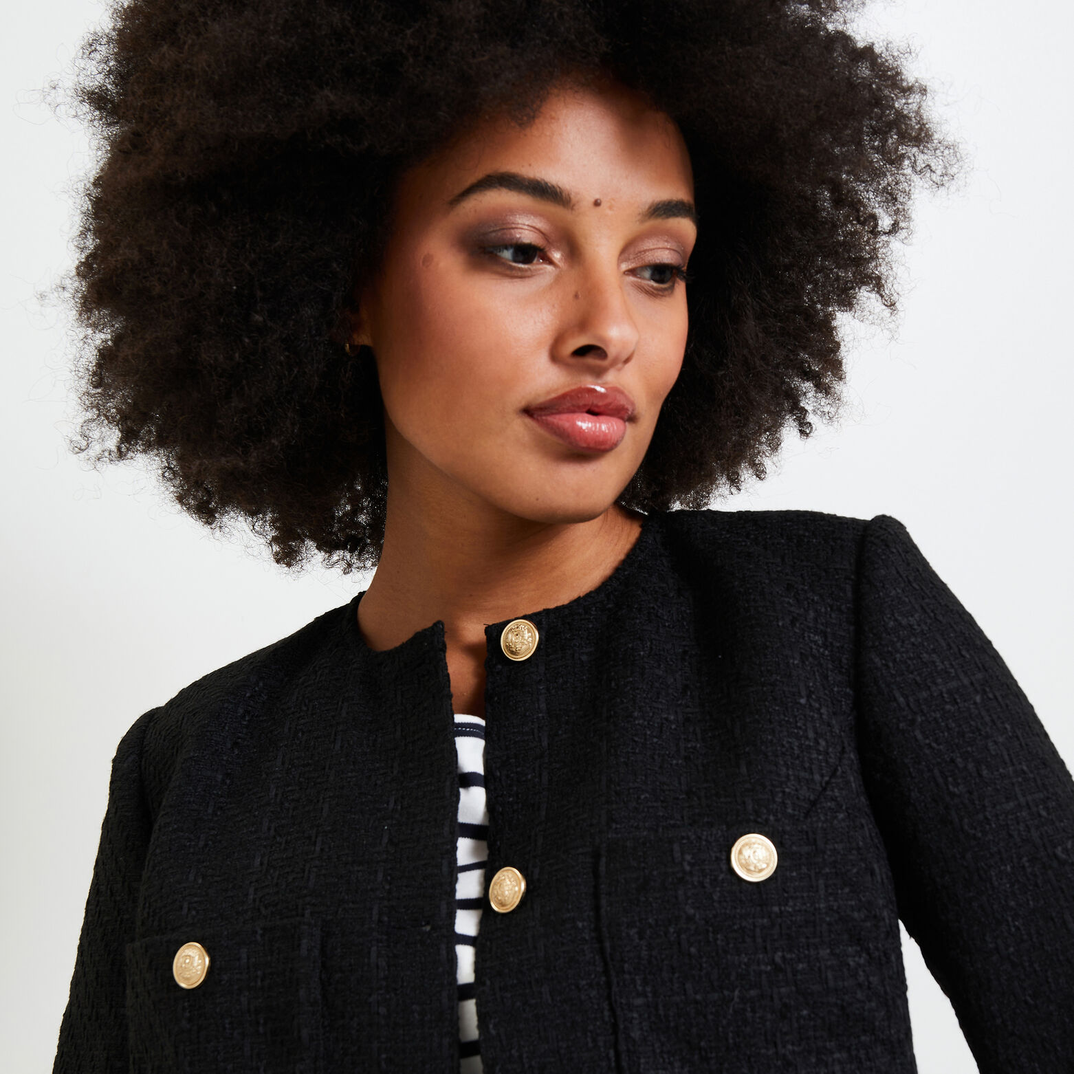 Veste en tweed boutonnée femme