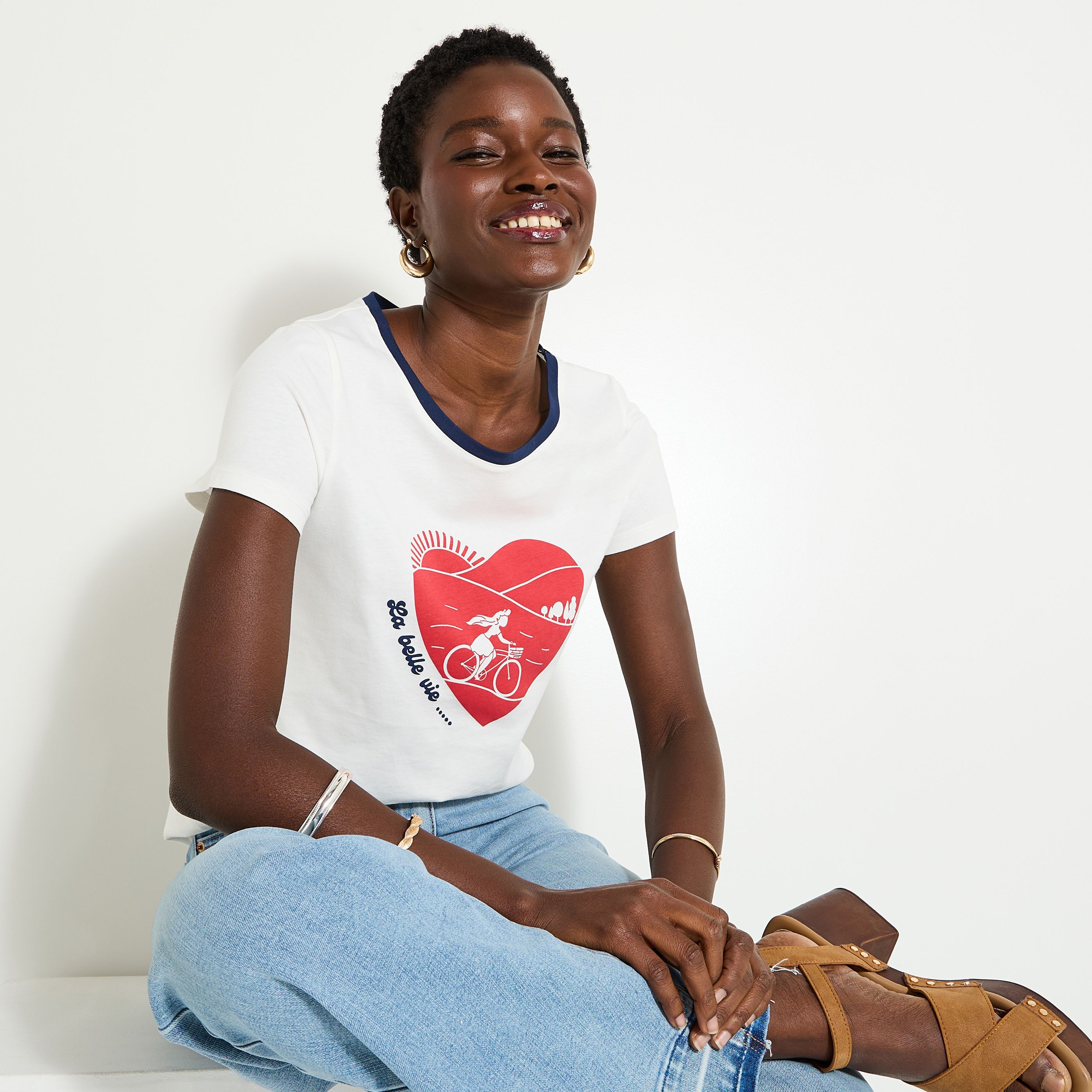 T-shirt col rond femme