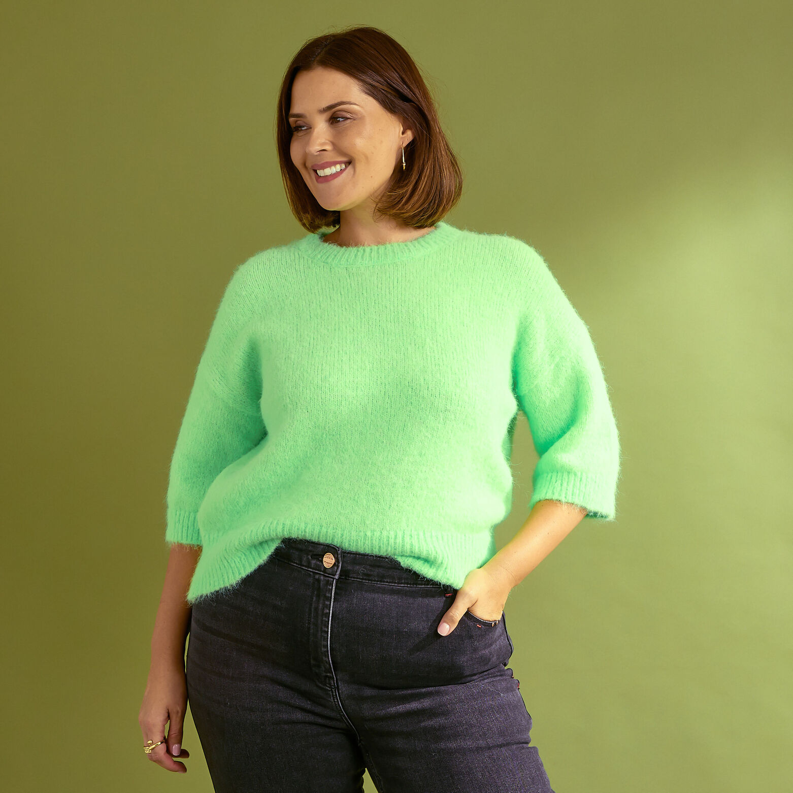 Pull manches courtes femme VERT CLAIR Graindemalice