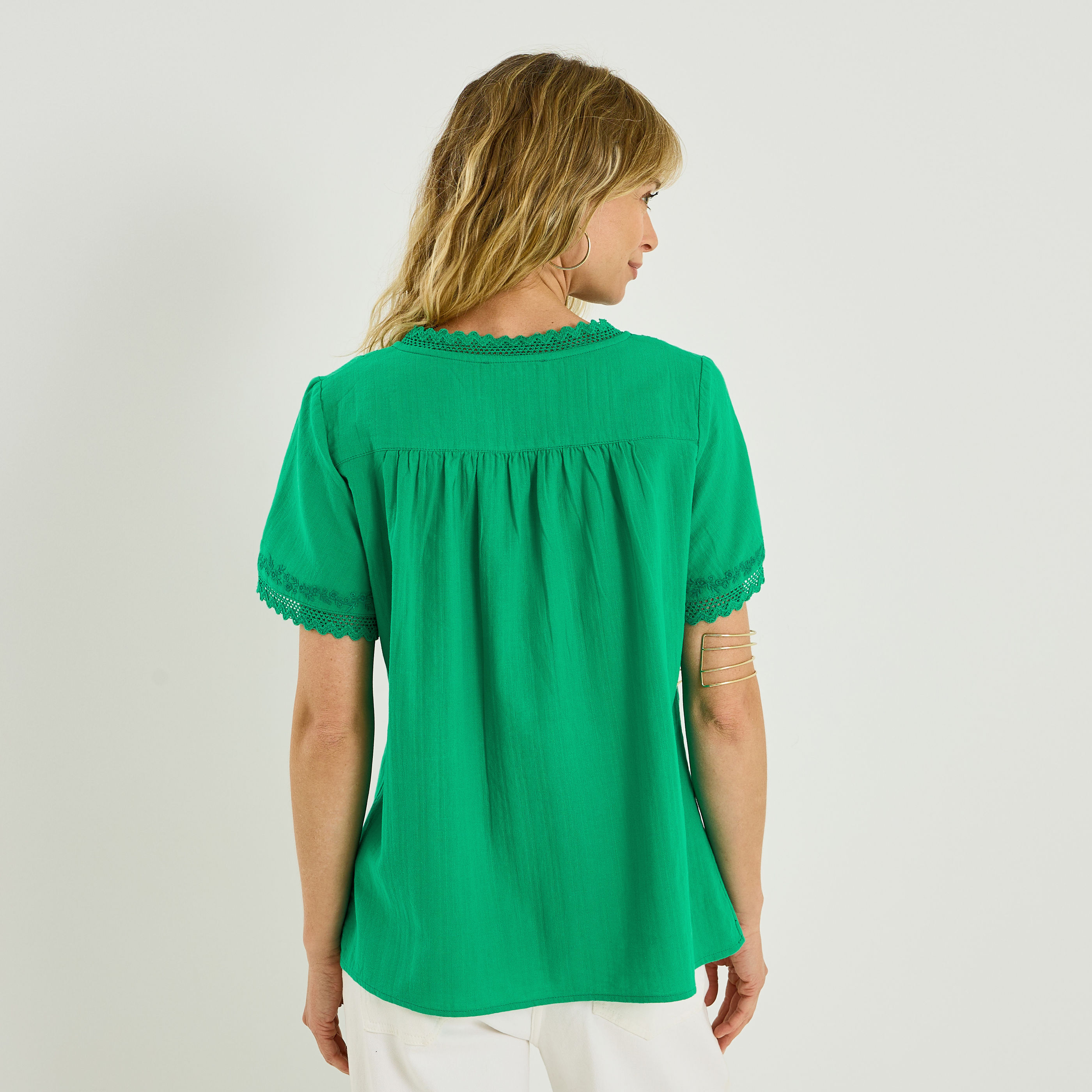 Blouse col V femme