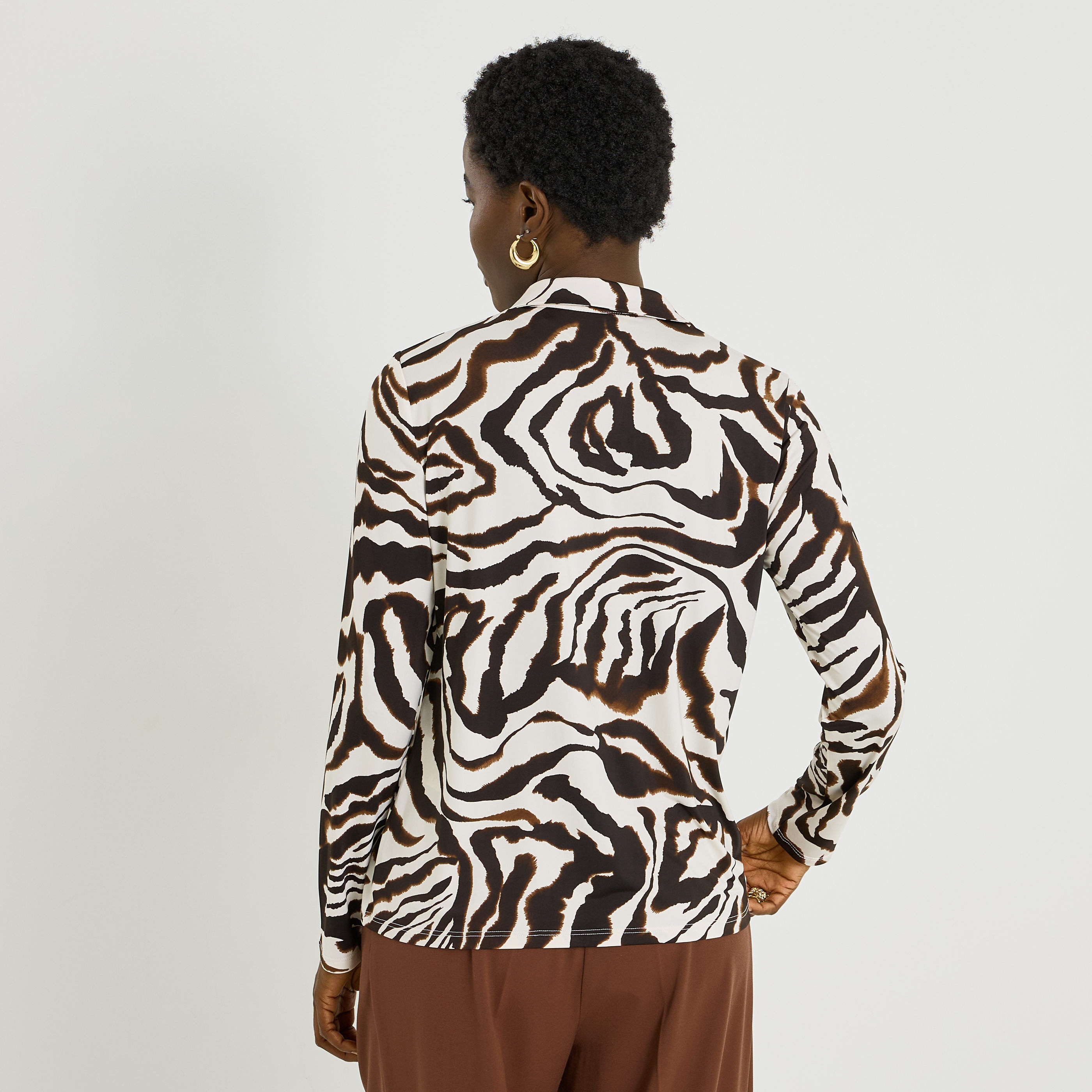 Chemise en maille imprim&eacute; z&eacute;br&eacute; femme