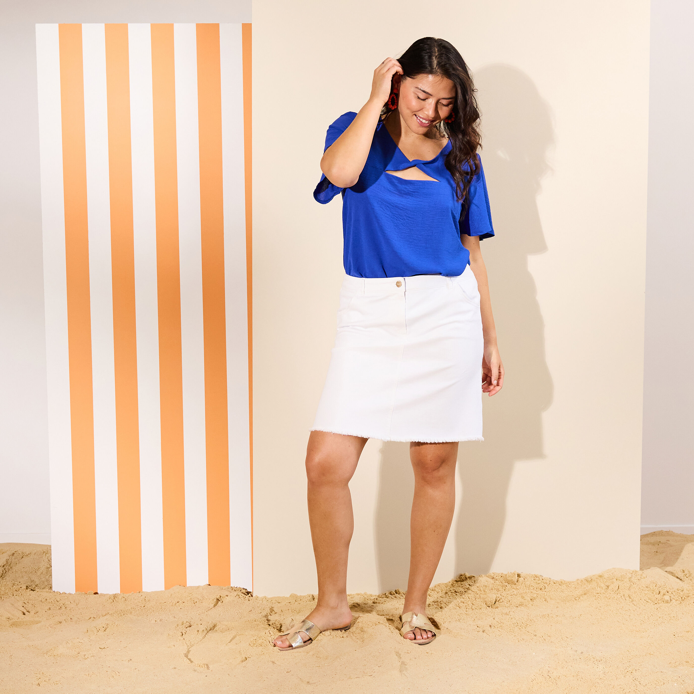 Jupe en jean blanche femme BLANC Graindemalice