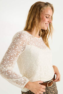 Blouse maille brodée femme