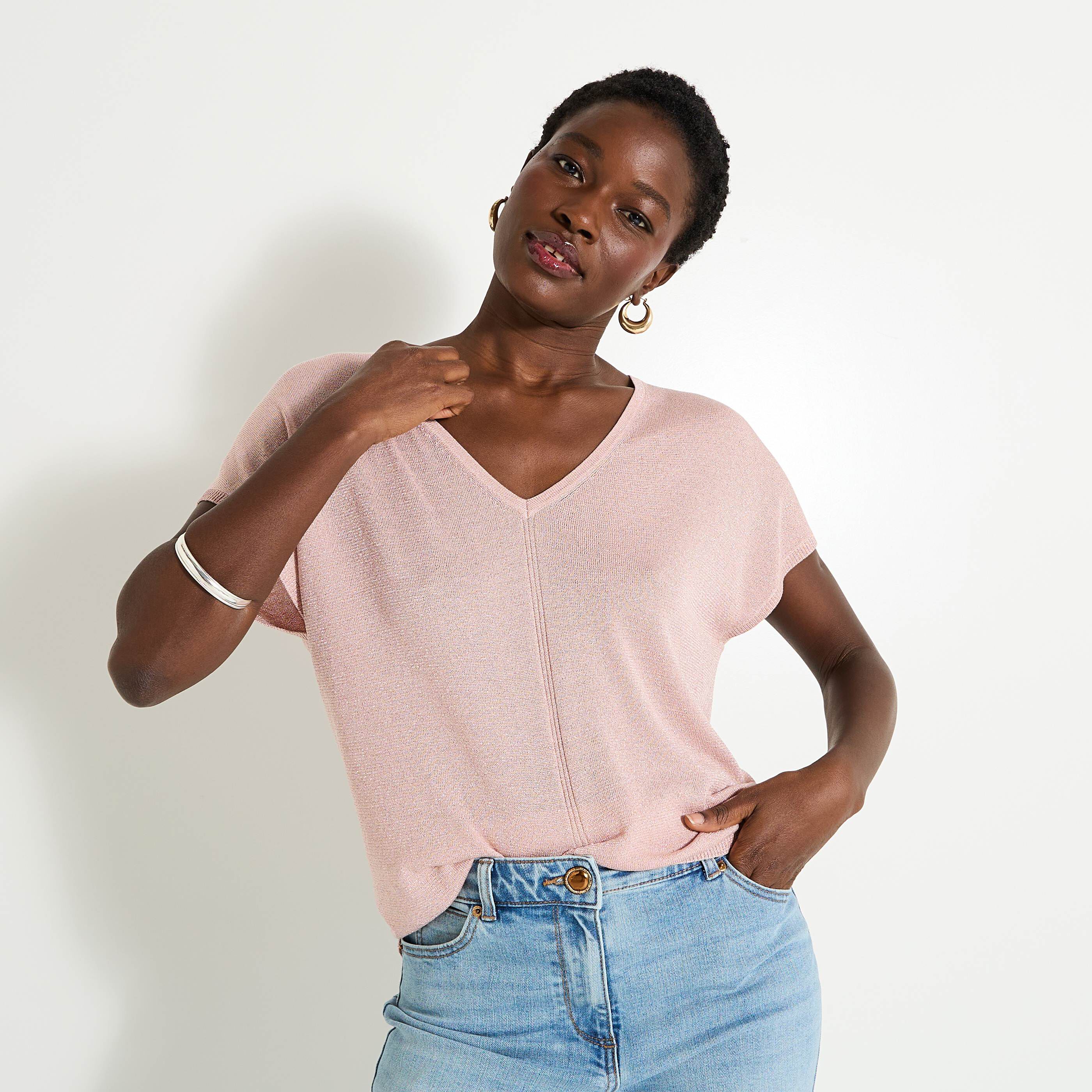 Pull manches courtes femme