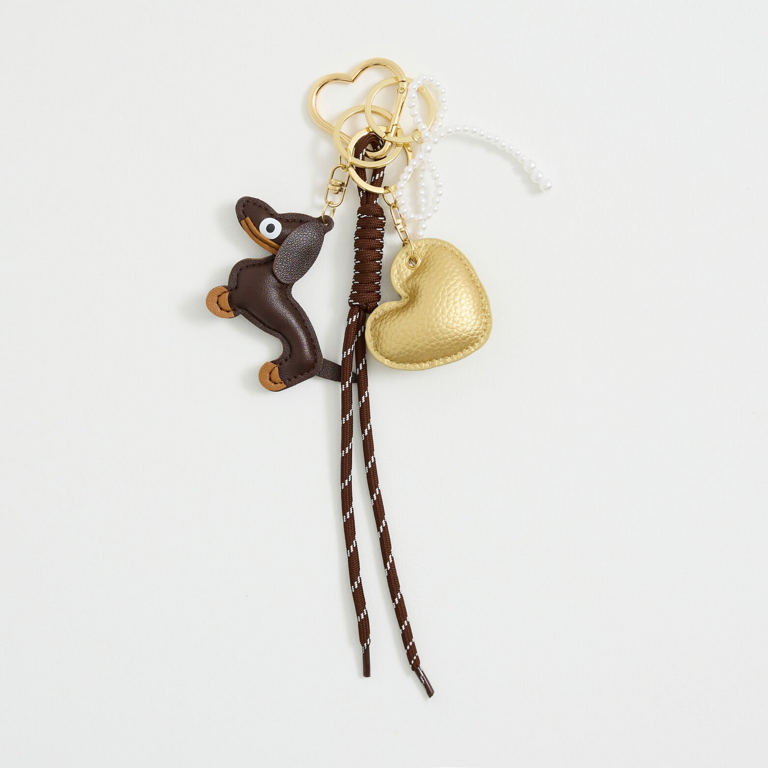 Porte-clés chien et cœur femme