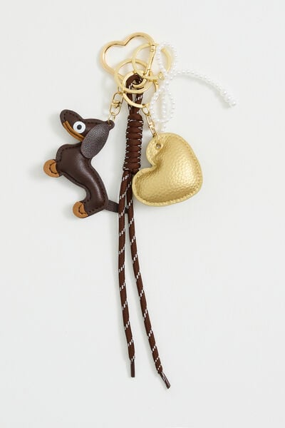 Porte-clés chien et cœur femme
