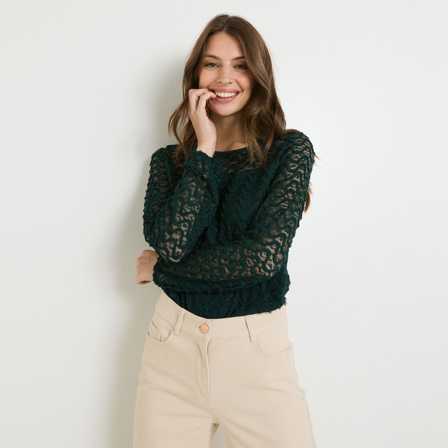 Blouse col rond femme