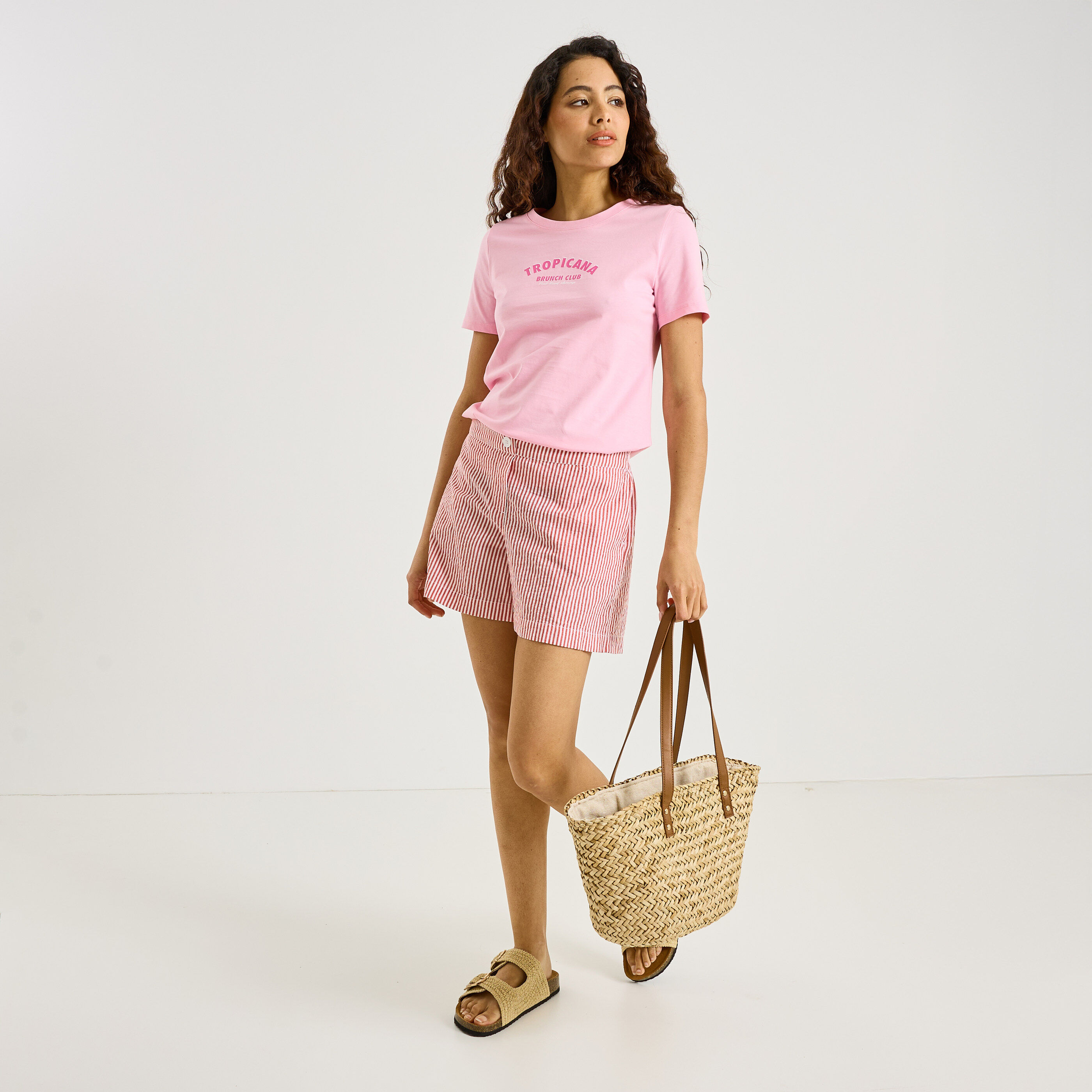 T-shirt manches courtes imprim&eacute; femme