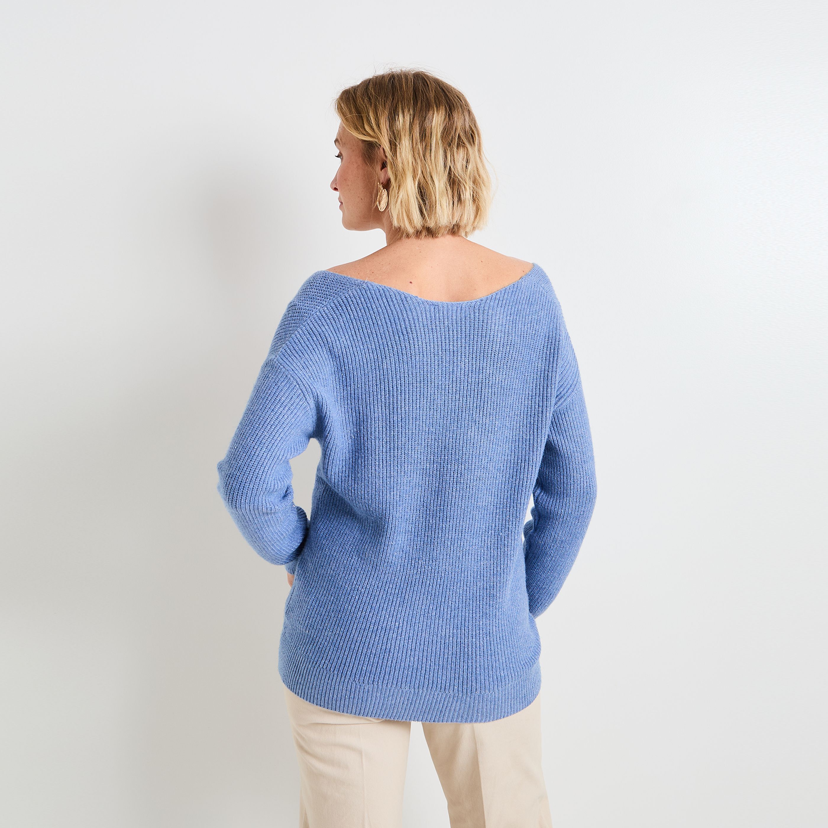 Pull col V femme