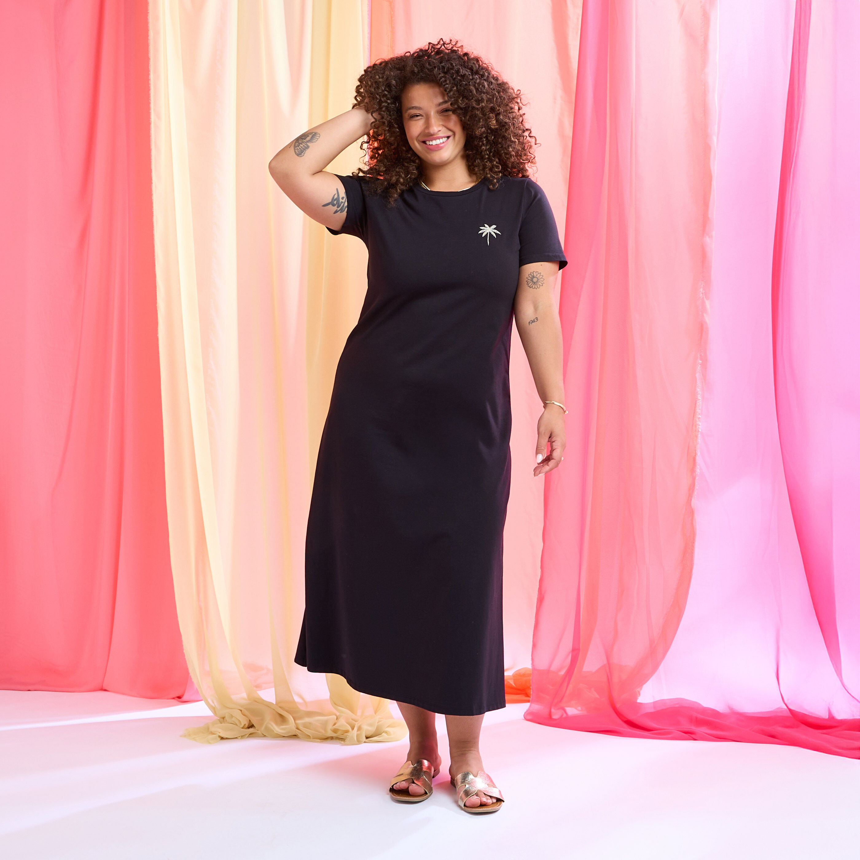 Robe t-shirt longue manches courtes