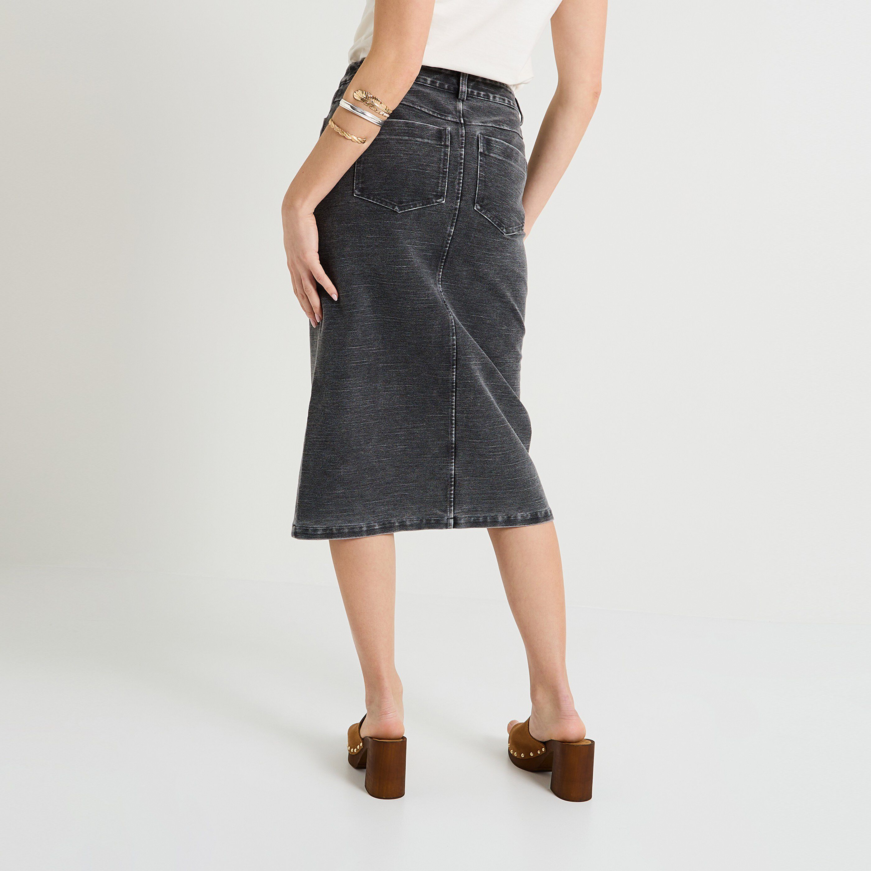 Jupe en maille effet denim femme