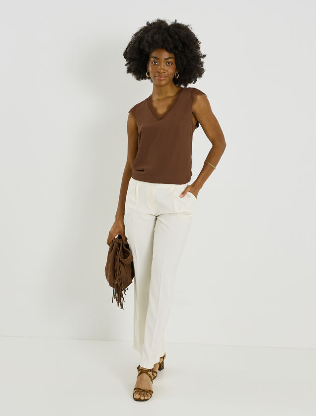 Blouse sans manches col V femme