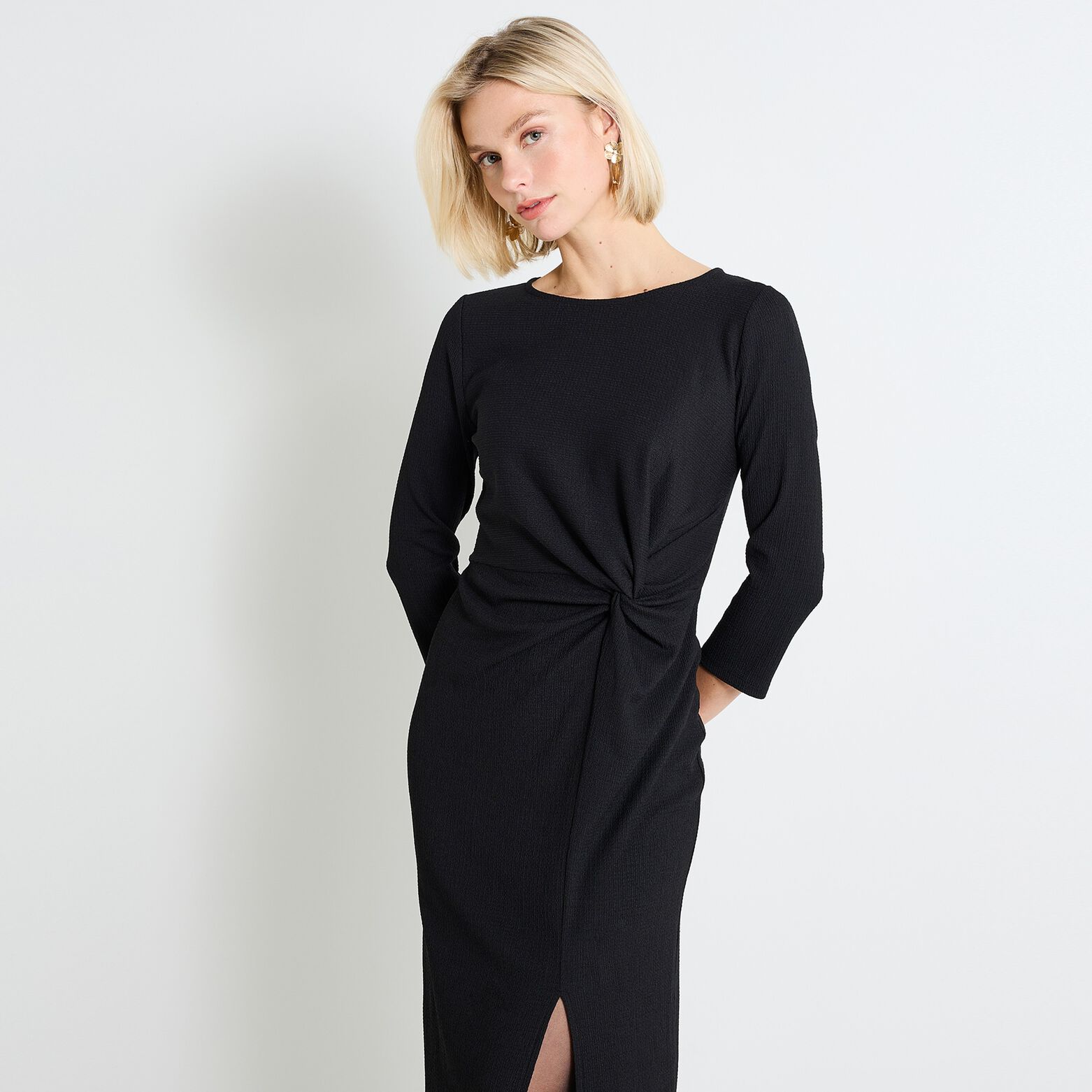 Robe longue drapée femme