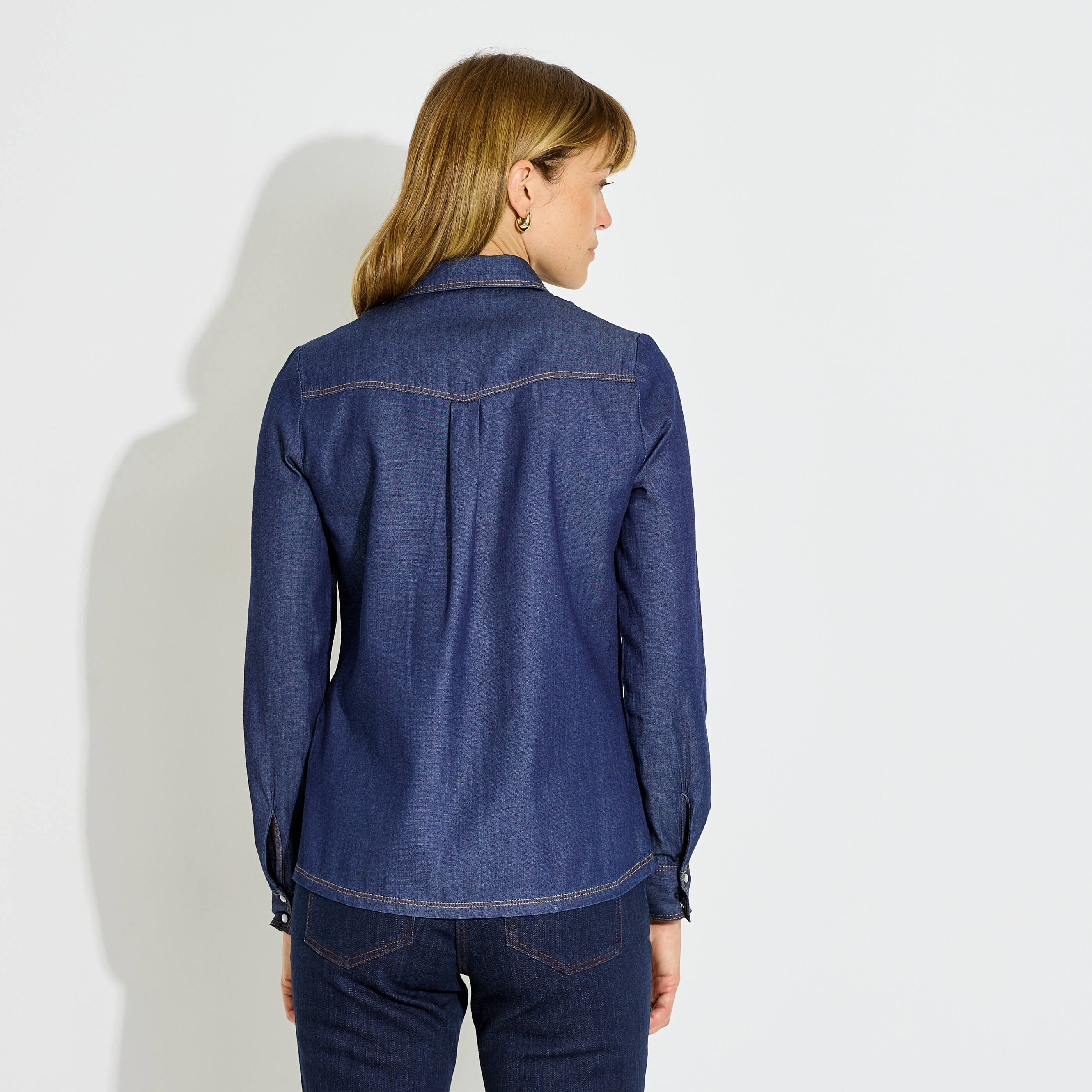Chemisier en jean col chemise femme