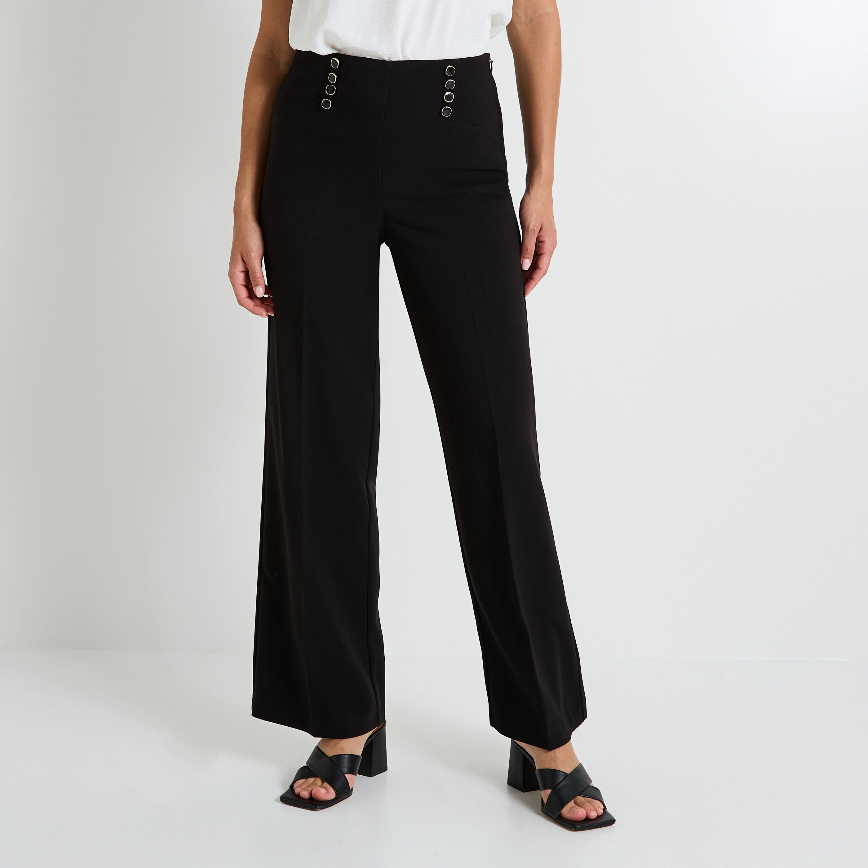 Pantalon large &agrave; pont femme