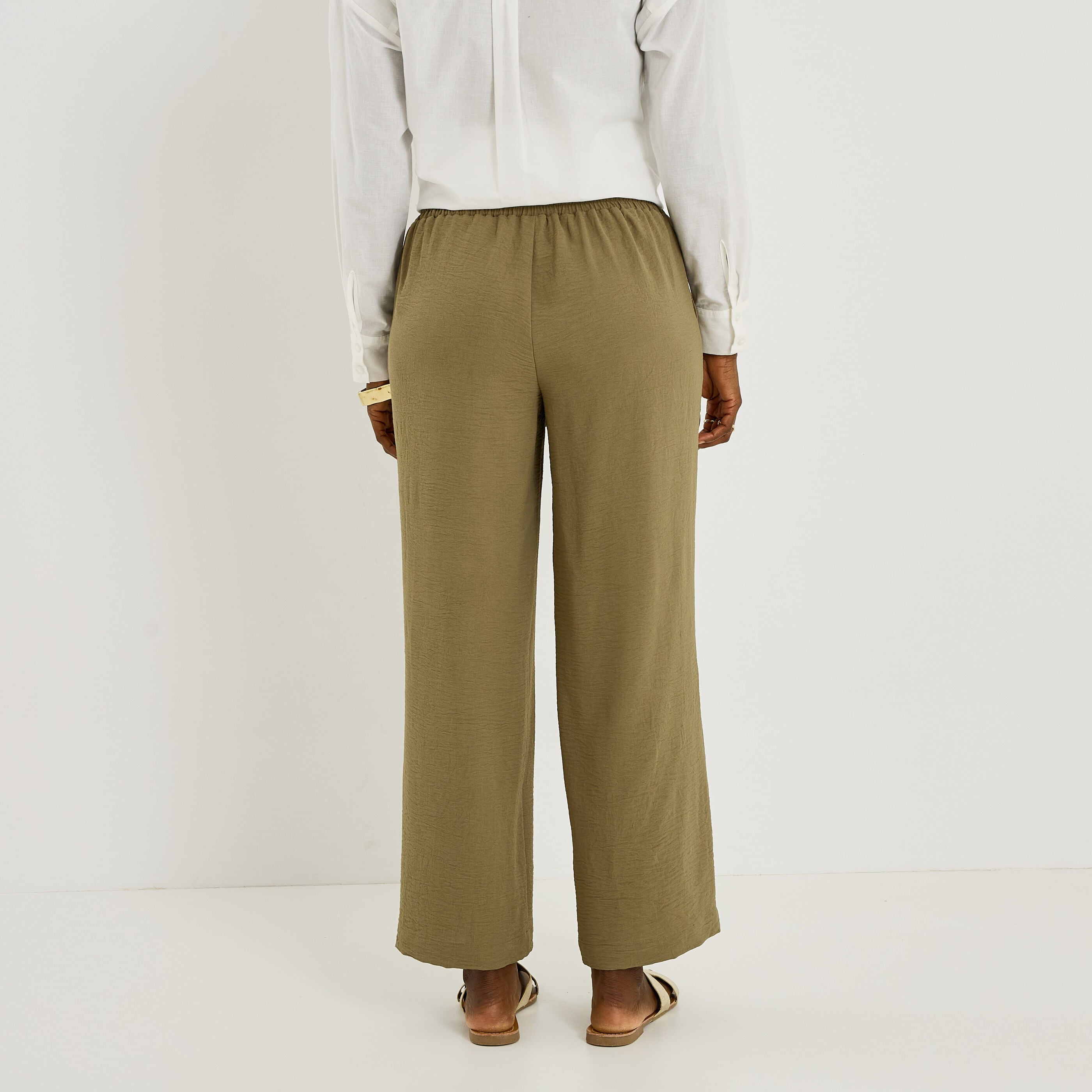Pantalon fluide taille &eacute;lastiqu&eacute;e femme