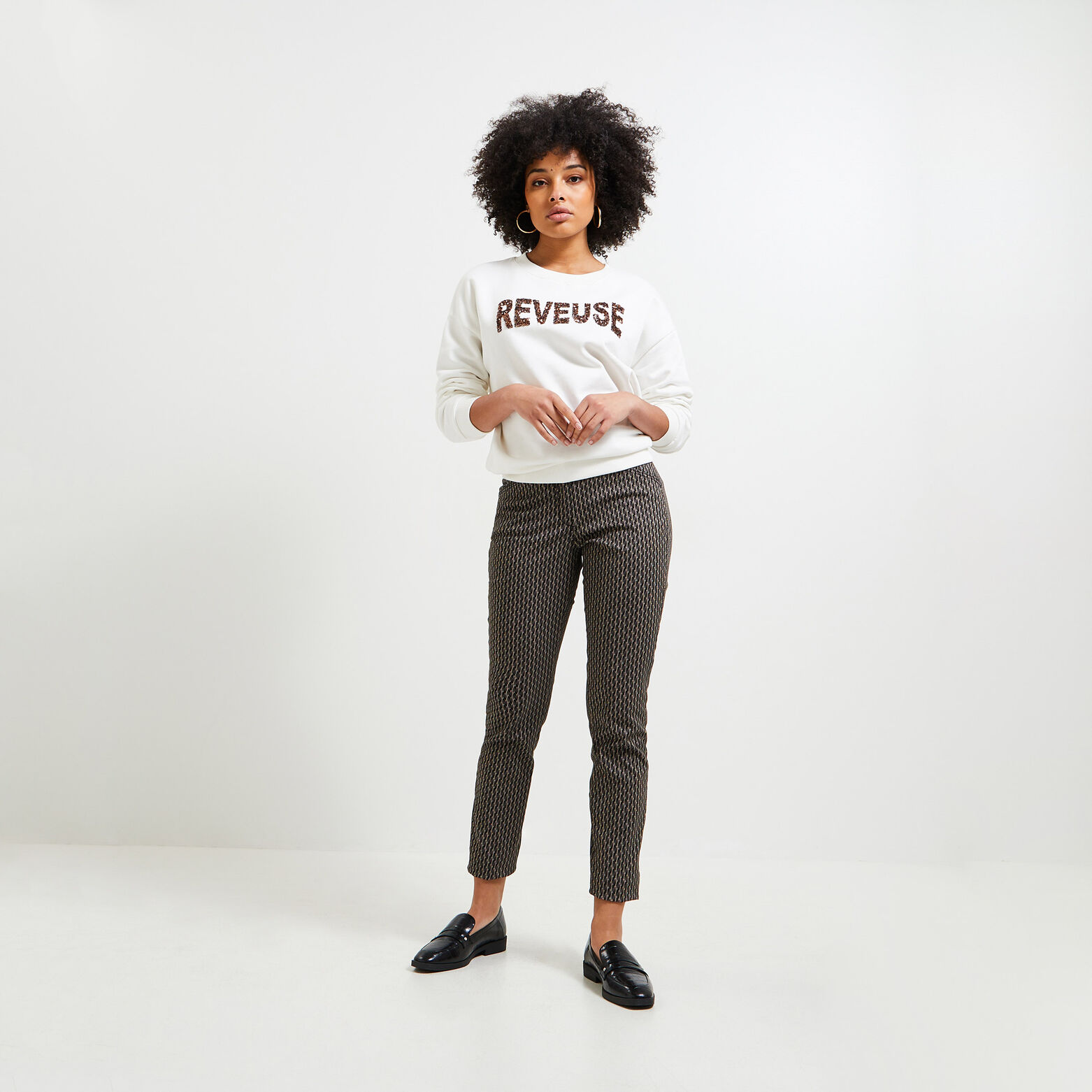 Pantalon chino imprimé femme