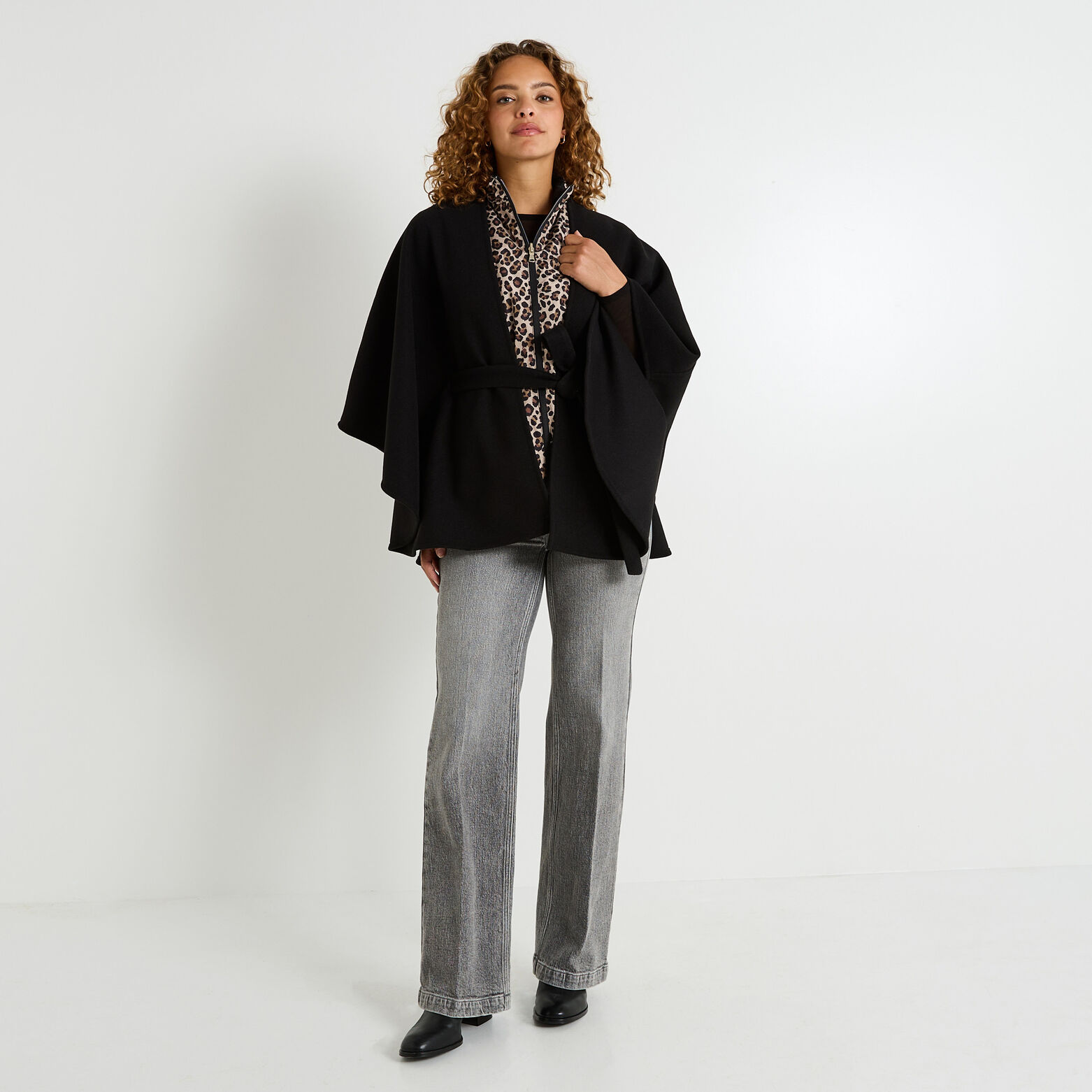 Poncho cape avec ceinture