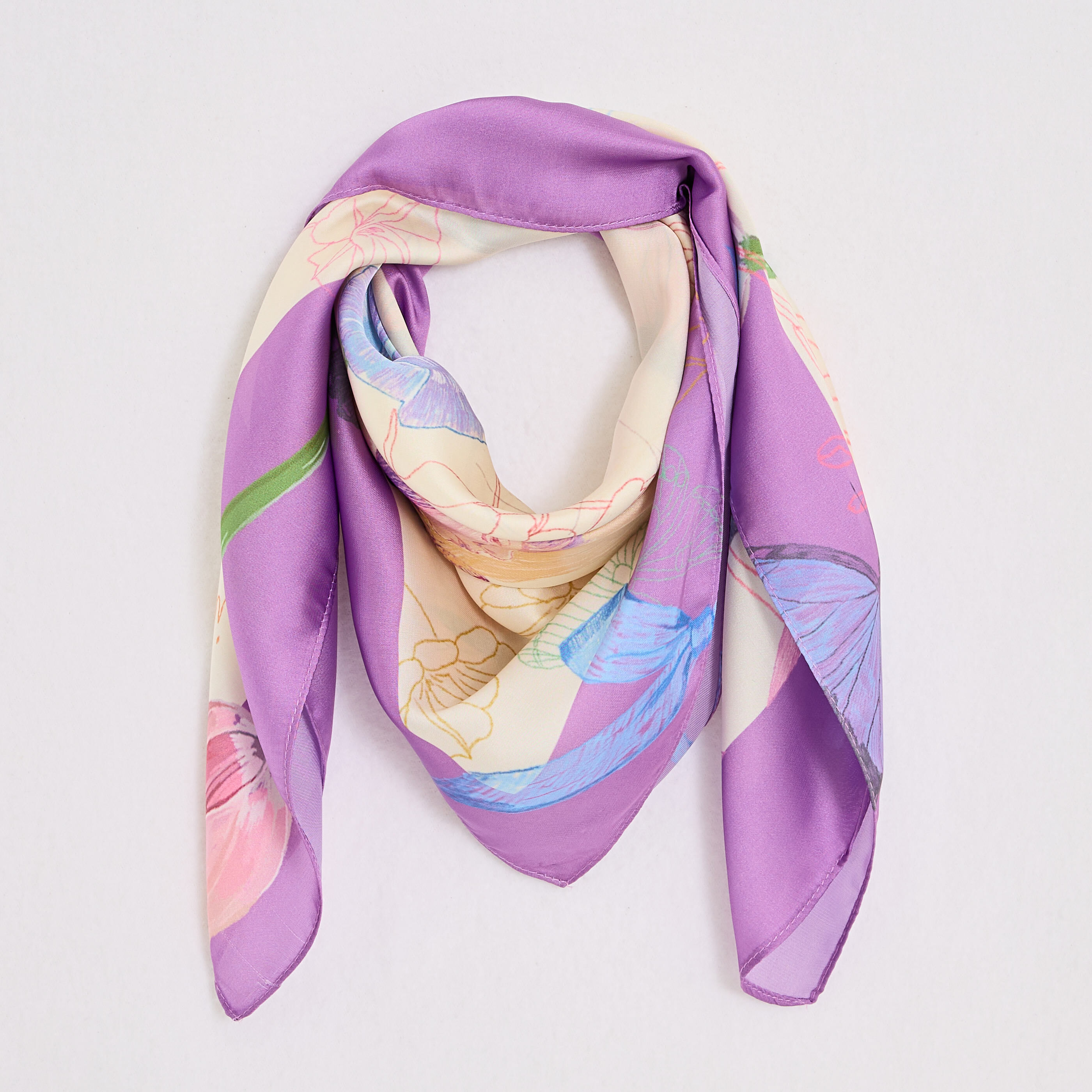Foulard carr&eacute; imprim&eacute; femme